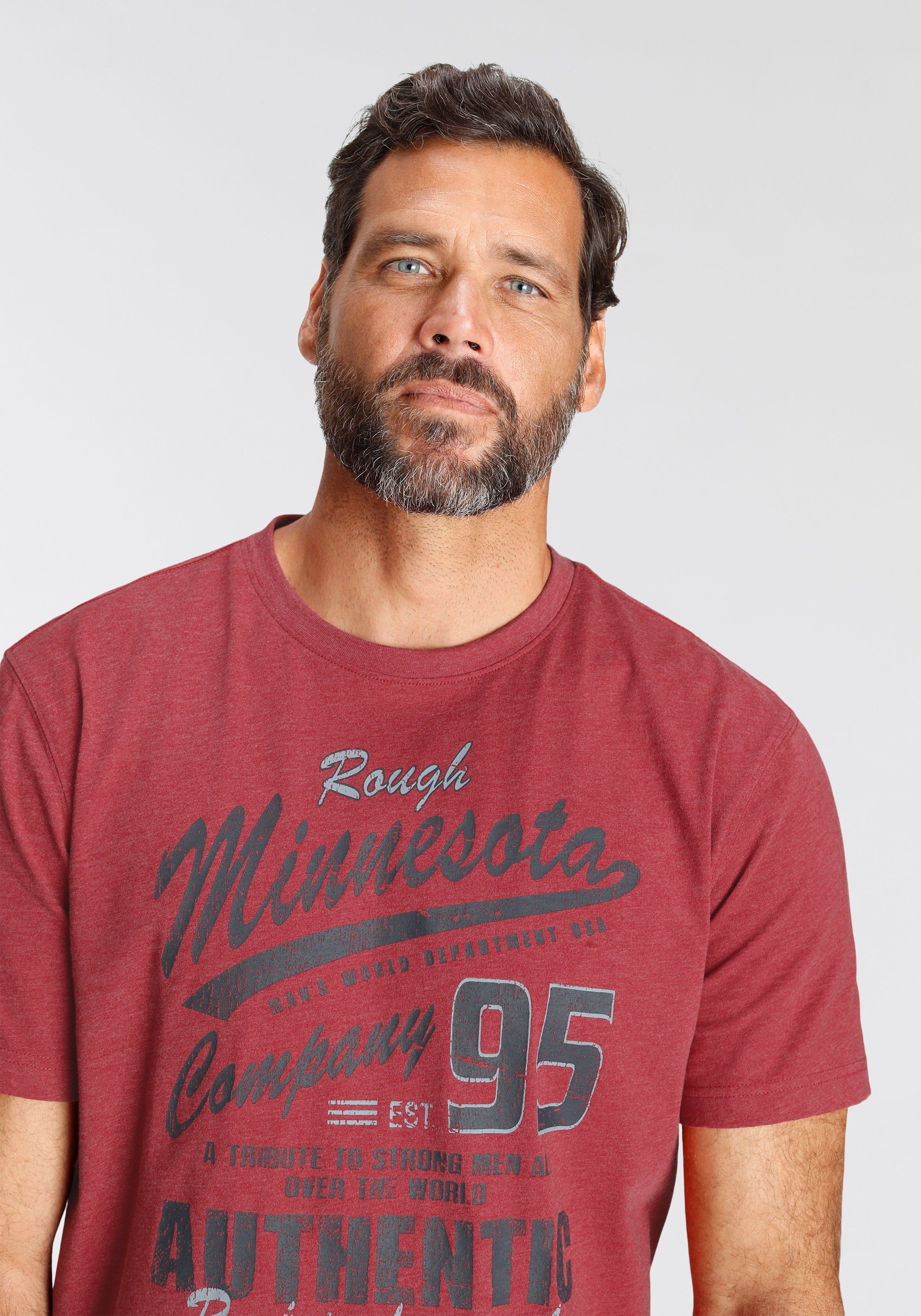 Man's World T-Shirt kurzärmelig, melierte Optik, Rundhalsausschnitt – Bild 4 von 5