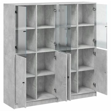 vidaXL Bücherregal Bücherschrank mit Türen Betongrau 136x37x142 cm Holzwerkstoff
