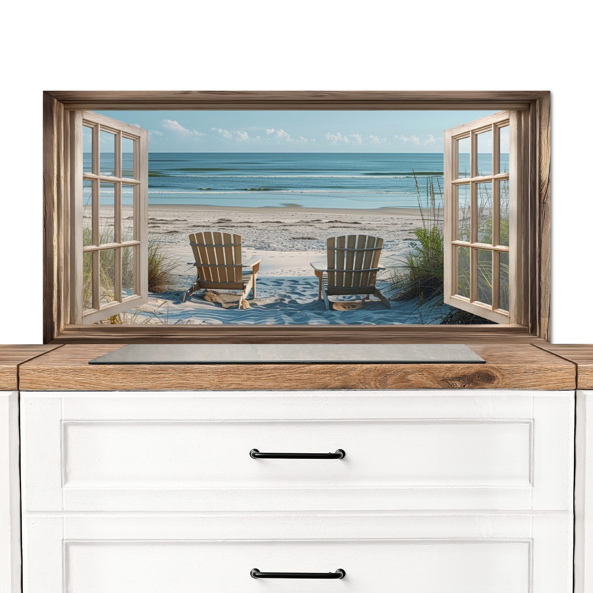 KitchenYeah Küchenrückwand Durchsichtig - Strandkörbe - Dünen - Meer - Natur, (1-tlg), Küchenrückwand, Spritzschutz, Kitchen, 100x50 cm