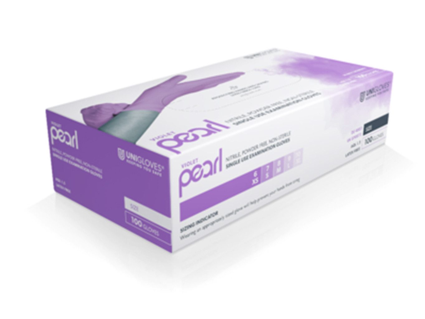 Unigloves® Nitril-Handschuhe Violet Pearl (Packung, 100-St) Gr. S (6-7)