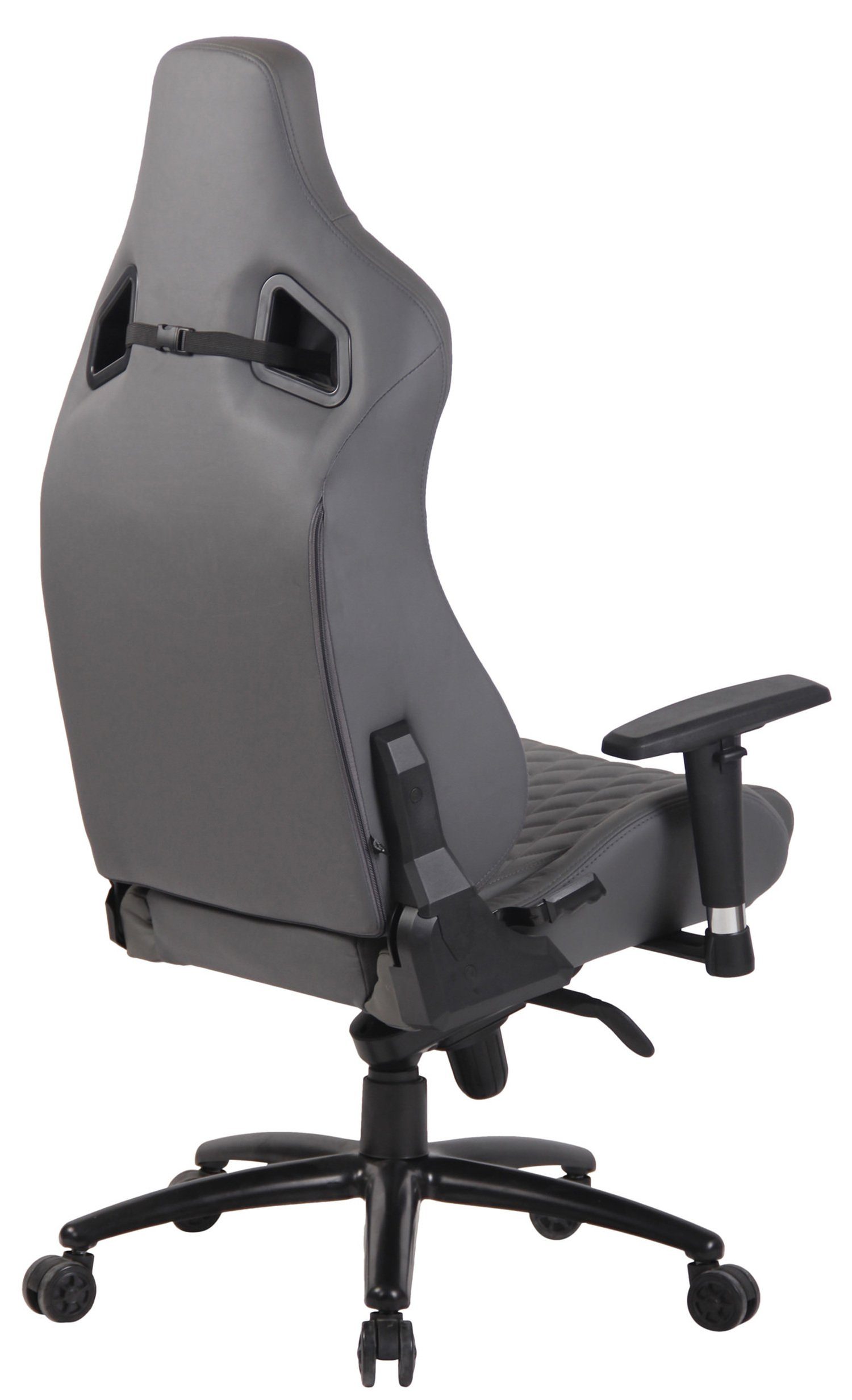 TPFLiving Gaming-Stuhl Kerstin mit bequemer (Schreibtischstuhl, Drehstuhl, grau Konferenzstuhl), Gestell: höhenverstellbar Echtleder Metall 360° - drehbar und Rückenlehne - Chefsessel, schwarz Sitz