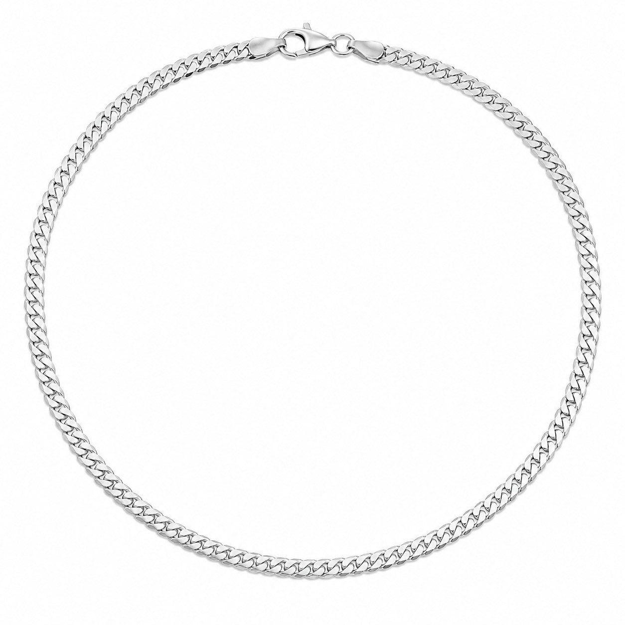 unbespielt Silberkette Panzerkette 925 Silber 45 cm flach diamantiert mit Karabiner, Silberschmuck für Damen