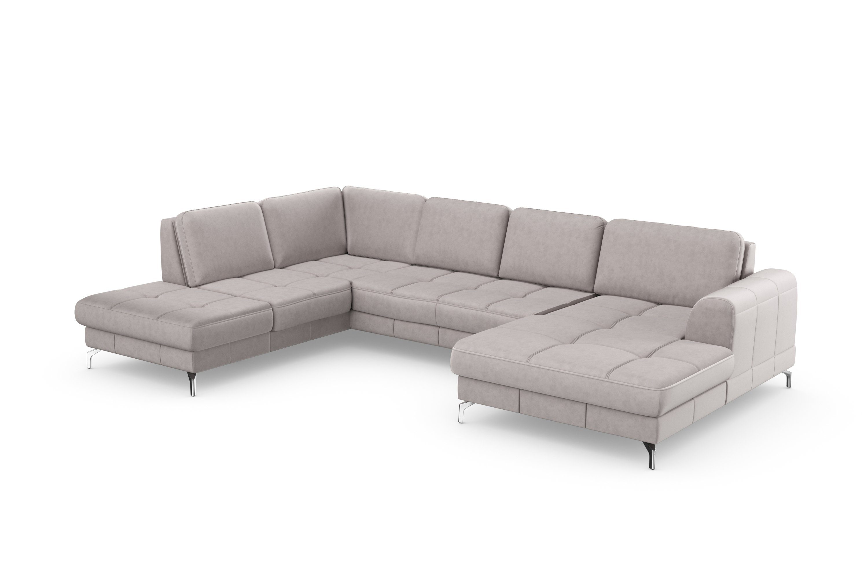 sit&more Wohnlandschaft Bendigo U-Form, inklusive Sitztiefenverstellung, Bodenfreiheit 12 cm, in 2 Fußfarben