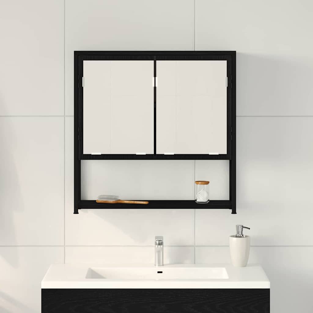 vidaXL Badezimmerspiegelschrank Spiegelschrank Schwarz Eichen-Optik 60 x 16 x 60 cm (1-St) – Bild 4 von 5