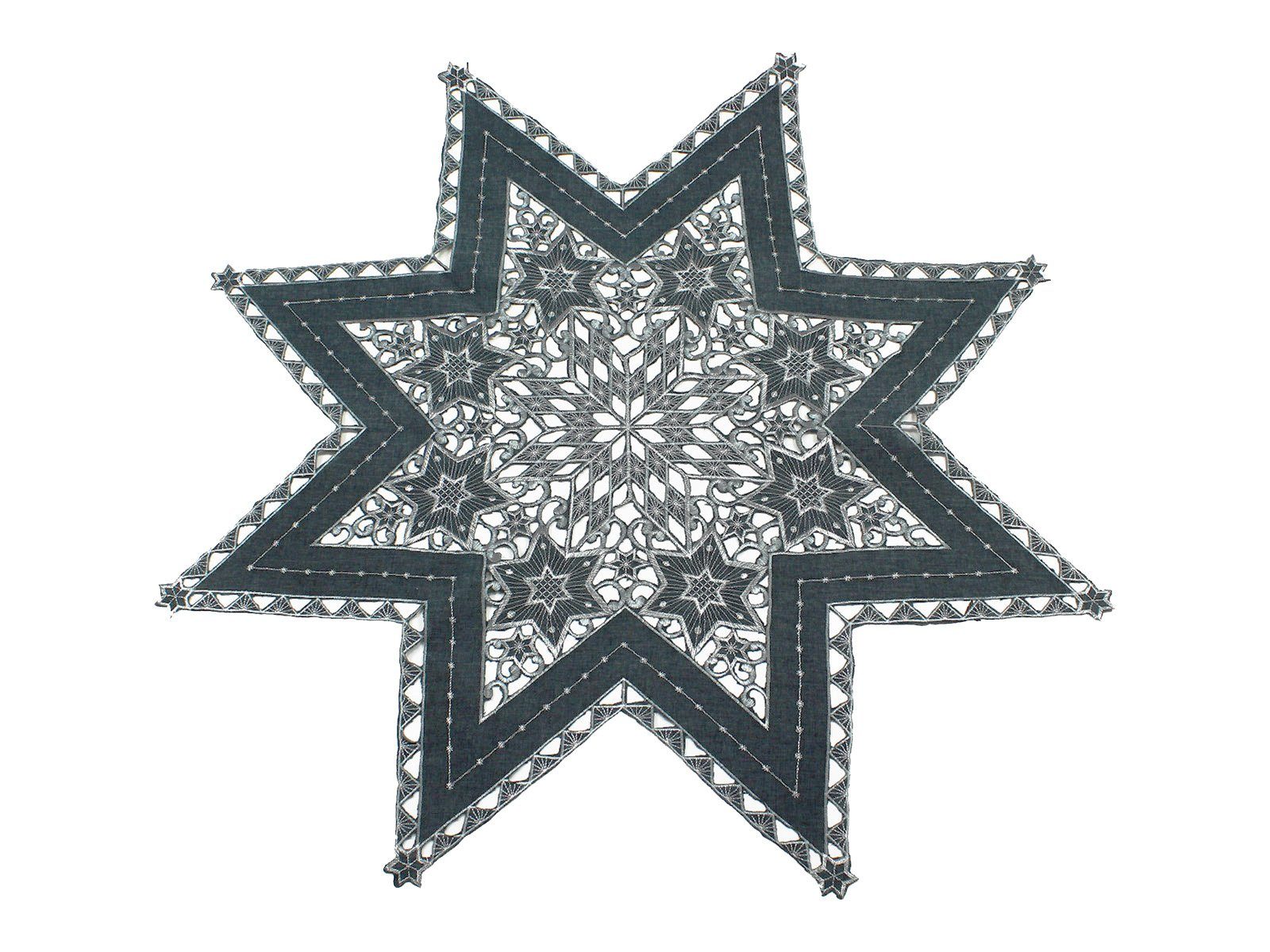 Haus und Deko Tischdecke Sterne Weihnachten Deckchen Advent bestickt Untersetzer Mitteldecke (1-tlg)