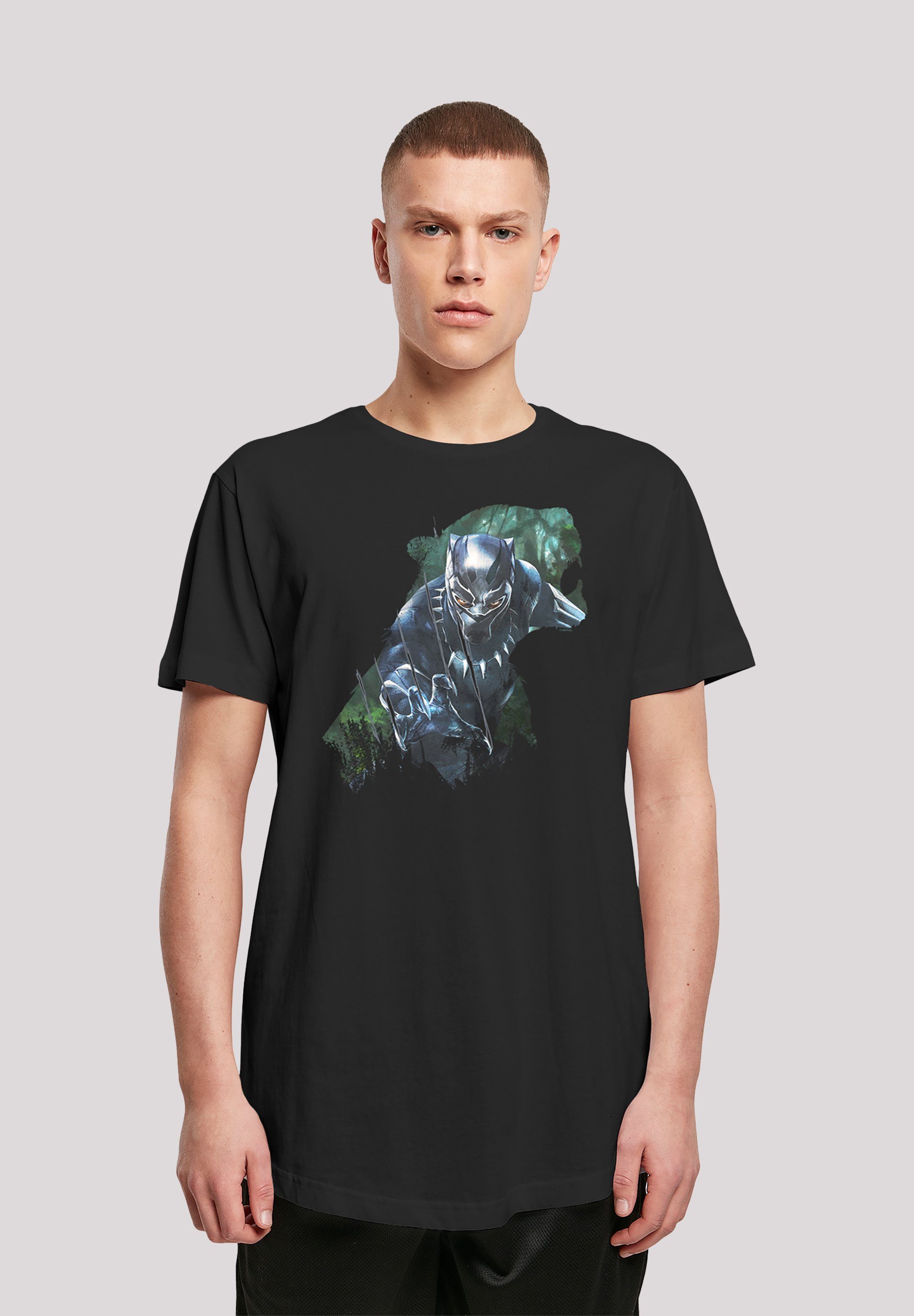 weicher Print, Black Baumwollstoff Marvel F4NT4STIC T-Shirt Sehr Wild Panther hohem mit Tragekomfort