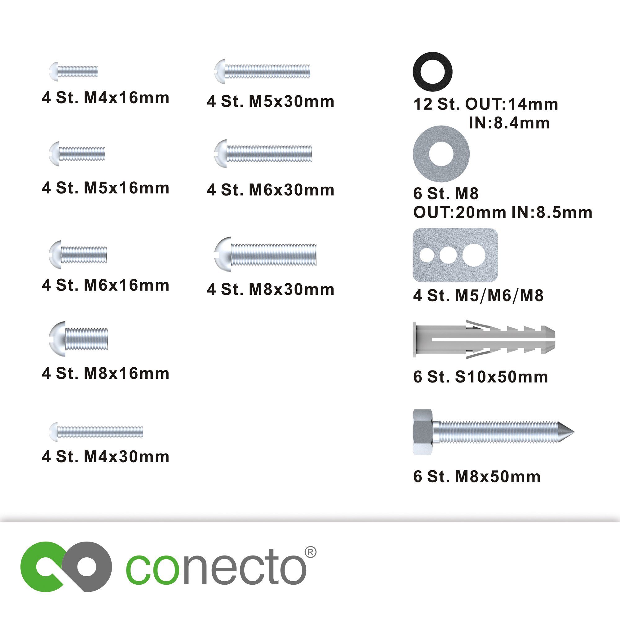 conecto TV-Wandhalterung Schraubenset VESA Halterung Fernseher TV Halter für conecto Teilig 64