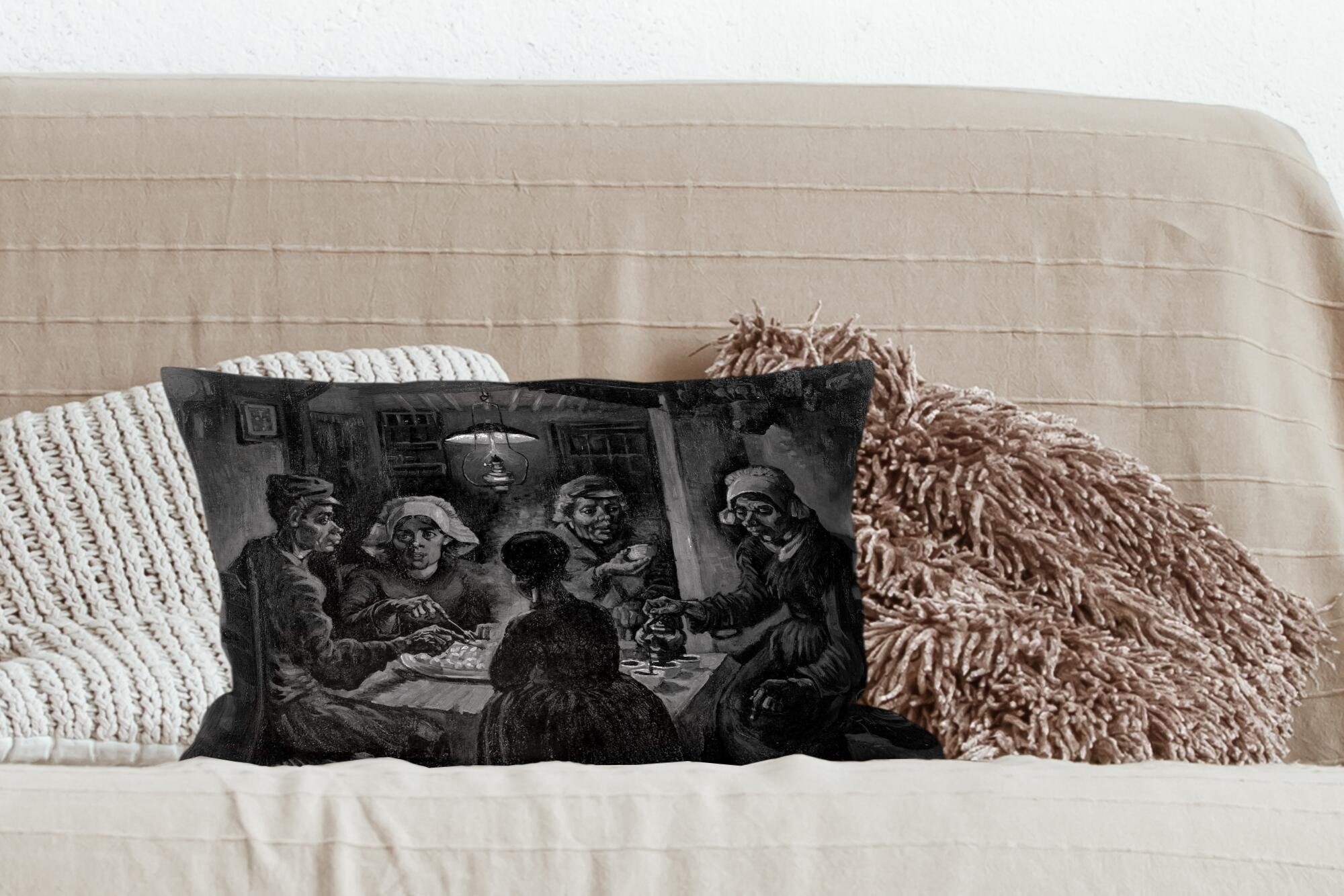 Kartoffelesser van Dekoration, - - Gemälde und MuchoWow schwarz Wohzimmer Dekokissen Zierkissen, Schlafzimmer mit Die Dekokissen Füllung, Vincent von weiß, Gogh