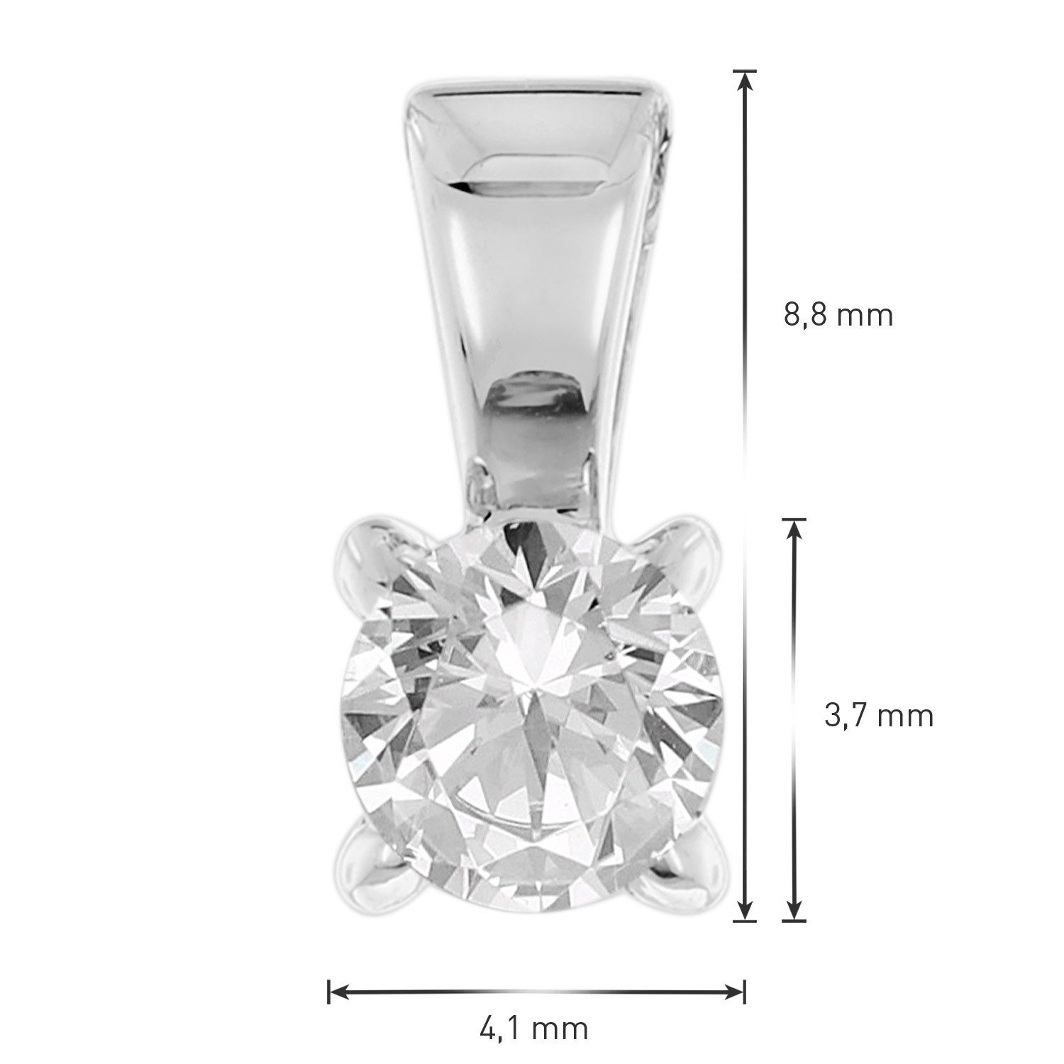 Glizz Kettenanhänger GL1069, Lab Grown Diamant-Anhänger 0,25 Karat 333 Weißgold