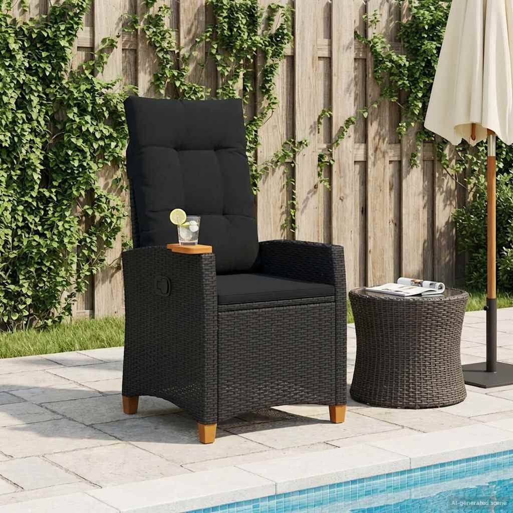 vidaXL Gartenstuhl Liegestuhl mit Teeteller Schwarz Poly-Rattan (1 St) – Bild 2 von 5