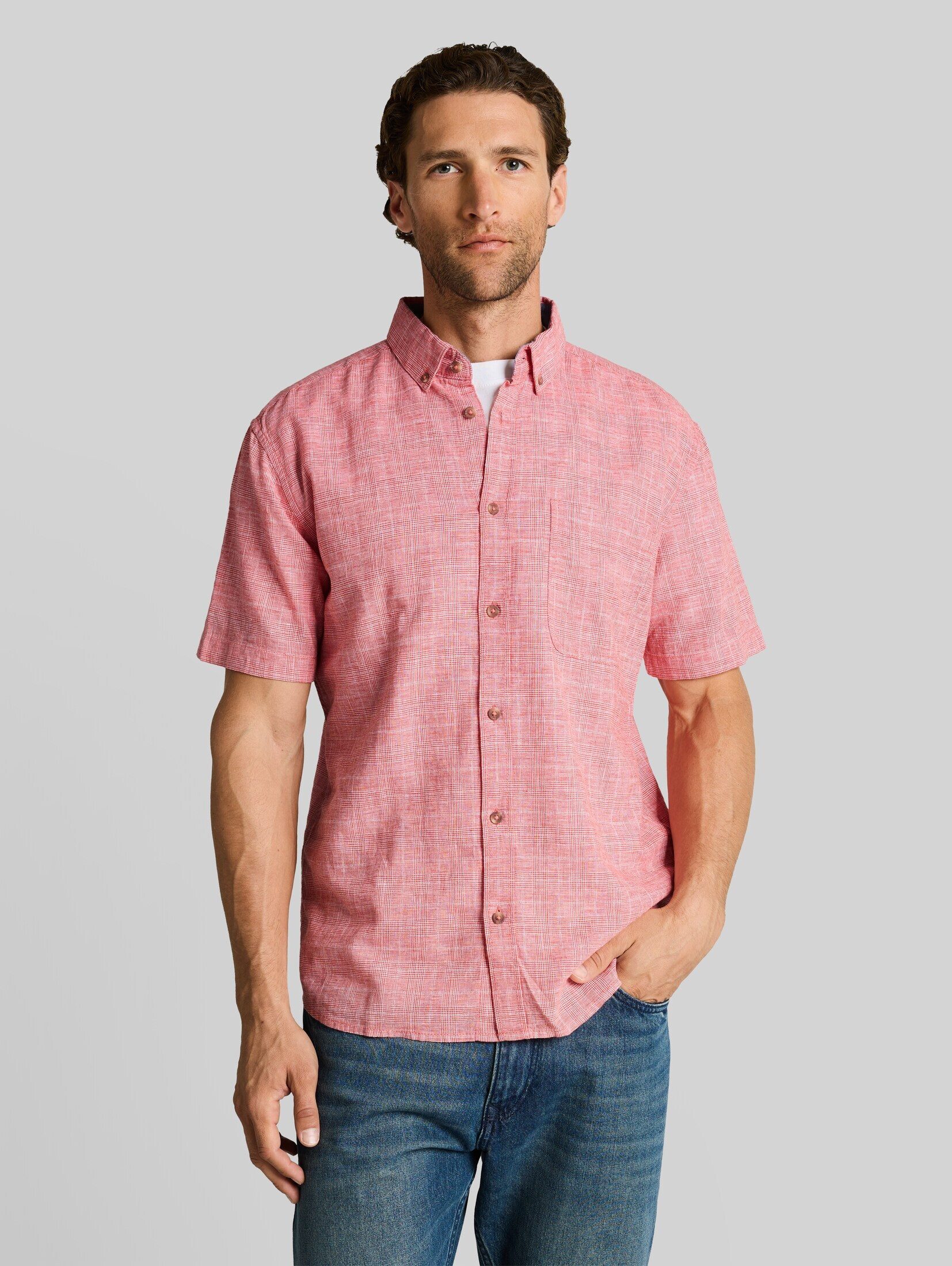 TOM TAILOR Kurzarmhemd Blusen & Shirts Regular Fit Kurzarmhemd mit Leinenanteil