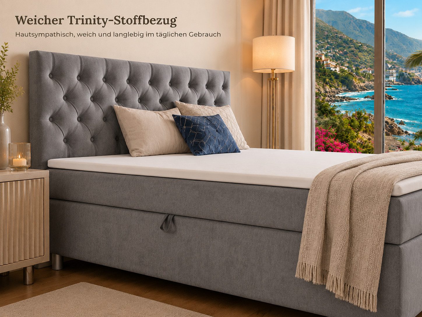 Best for Home Boxspringbett Trinity K-14 mit 7-Zonen-Matratze und Stauraum (Boxspringbett-Set, 1-St., Boxspringbett-Set inklusive Matratze, Topper und Bettkäste – Bild 4 von 5