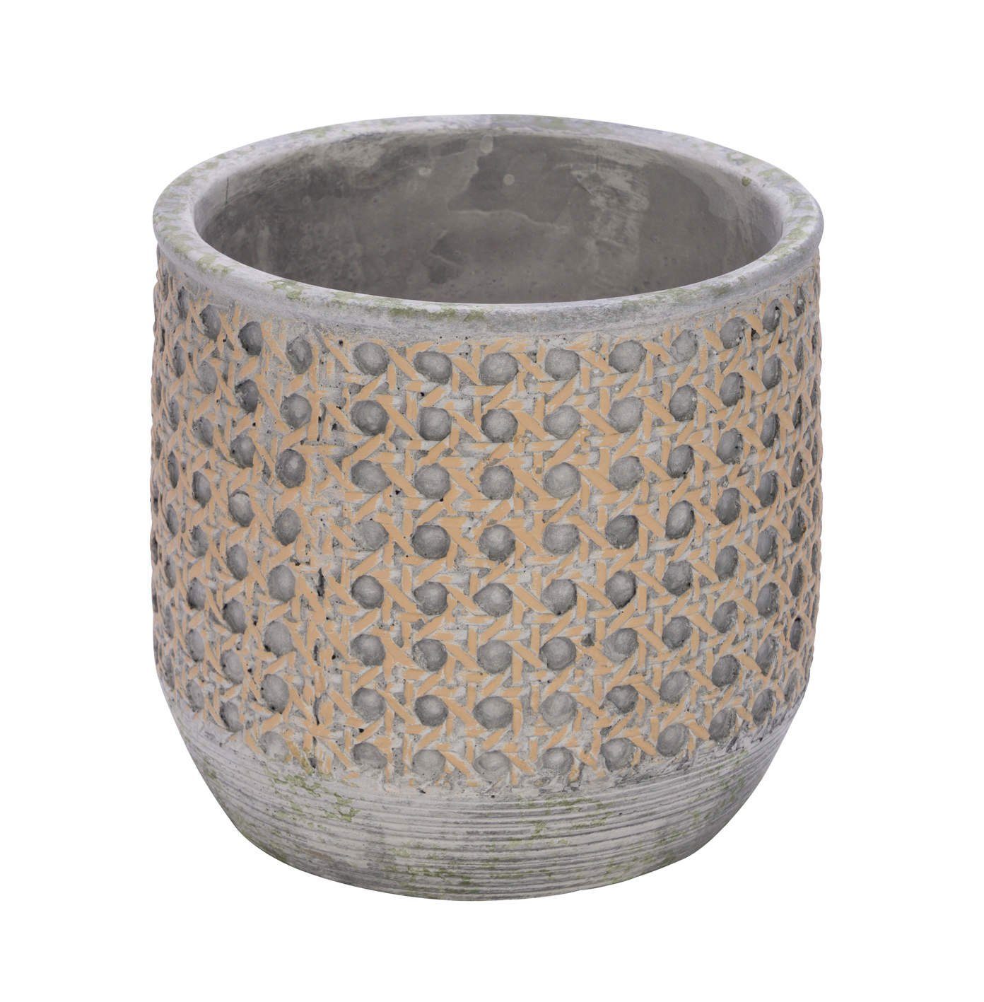Gehlmann Blumentopf Zementtopf, Rattanoptik, grau / günstig online kaufen
