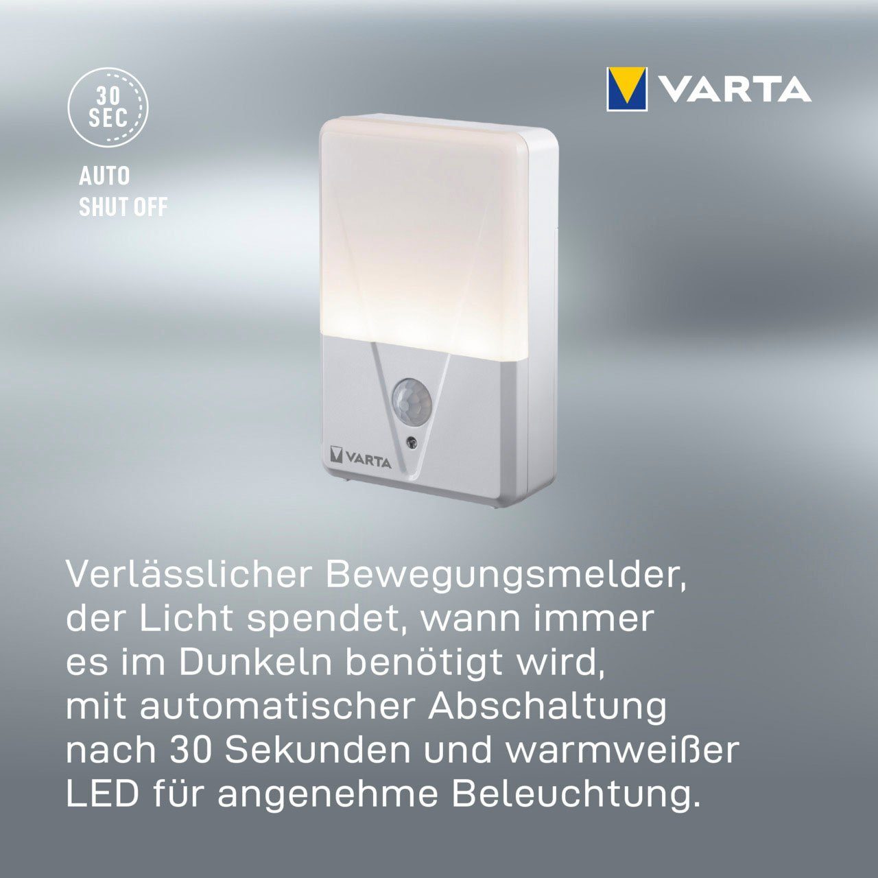 Sensor VARTA Nachtlicht Nachtlicht inkl. batteriebetrieben fest Motion VARTA 3xAAA, ist integriert, Warmweiß LED