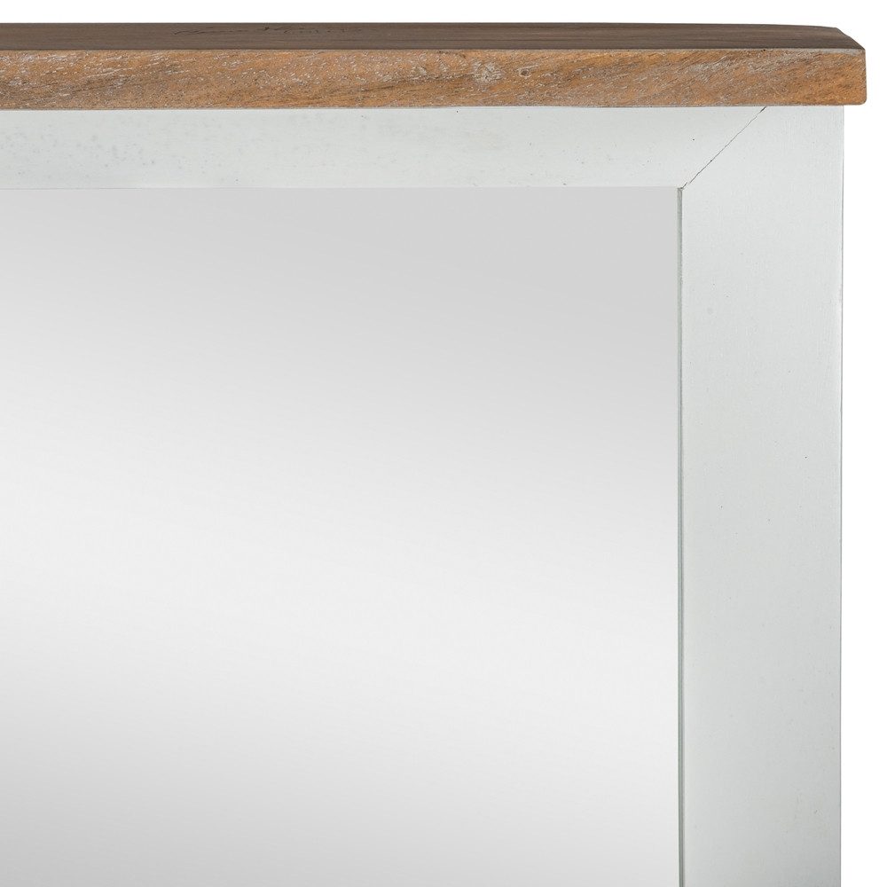 WOMO-DESIGN Wandspiegel Holzspiegel handgefertigt Badspiegel Schminkspiegel Massivholzrahmen, Natur 80x76 cm Hängespiegel Dekospiegel Flurspiegel Mangoholz lackiert