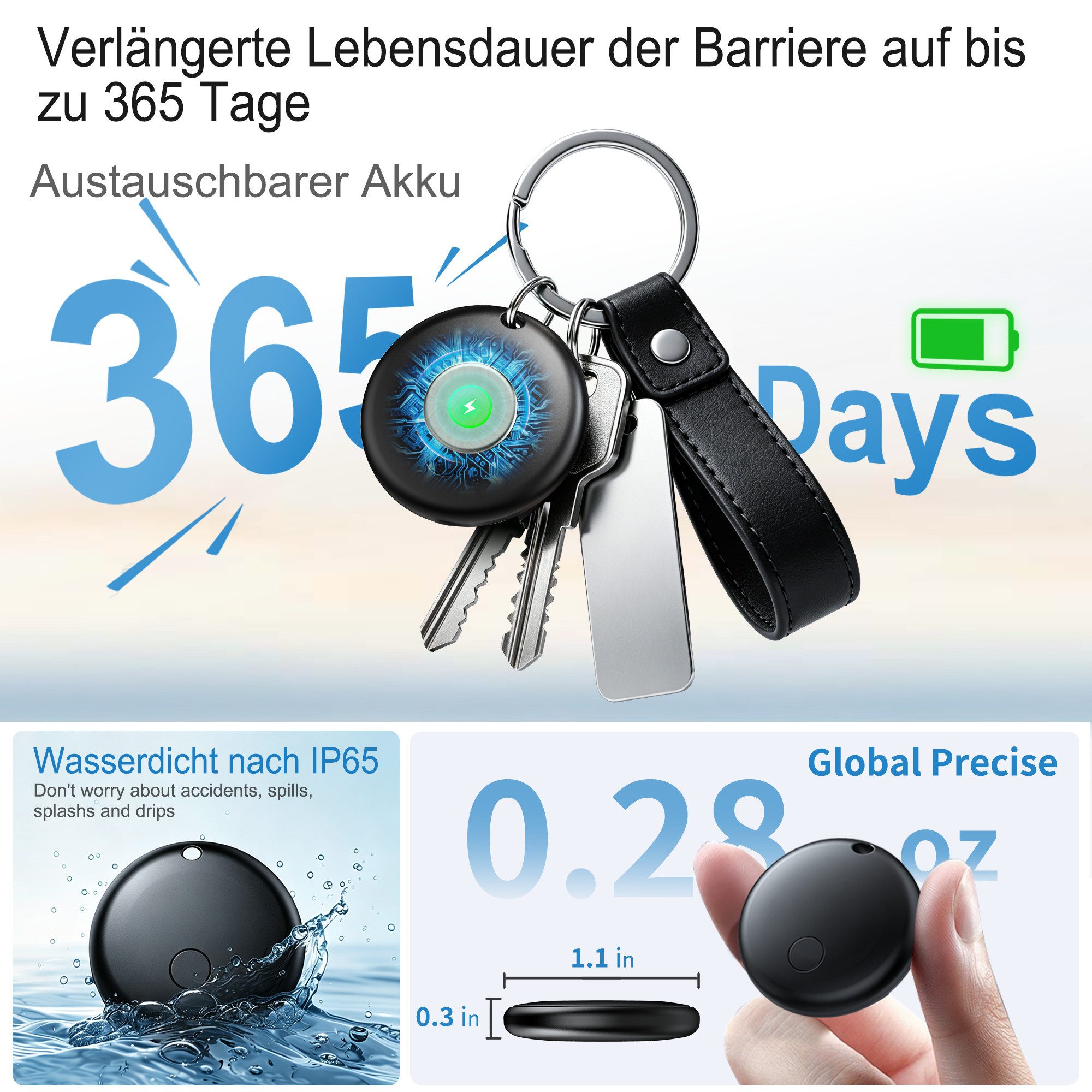 pedete GPS-Tracker für Android & iOS-4 St AirTag SmartTag schlüsselfinder Bluetooth-Tracker (Tracker Tags Key Finder Smarttag schlüsselfinder Luggage, Suitcase)