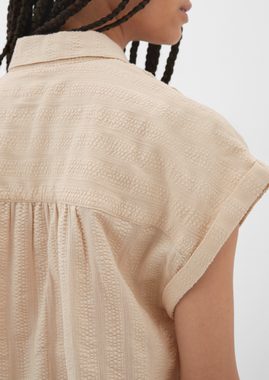 QS Kurzarmbluse Oversize-Bluse aus Baumwolle Raffung