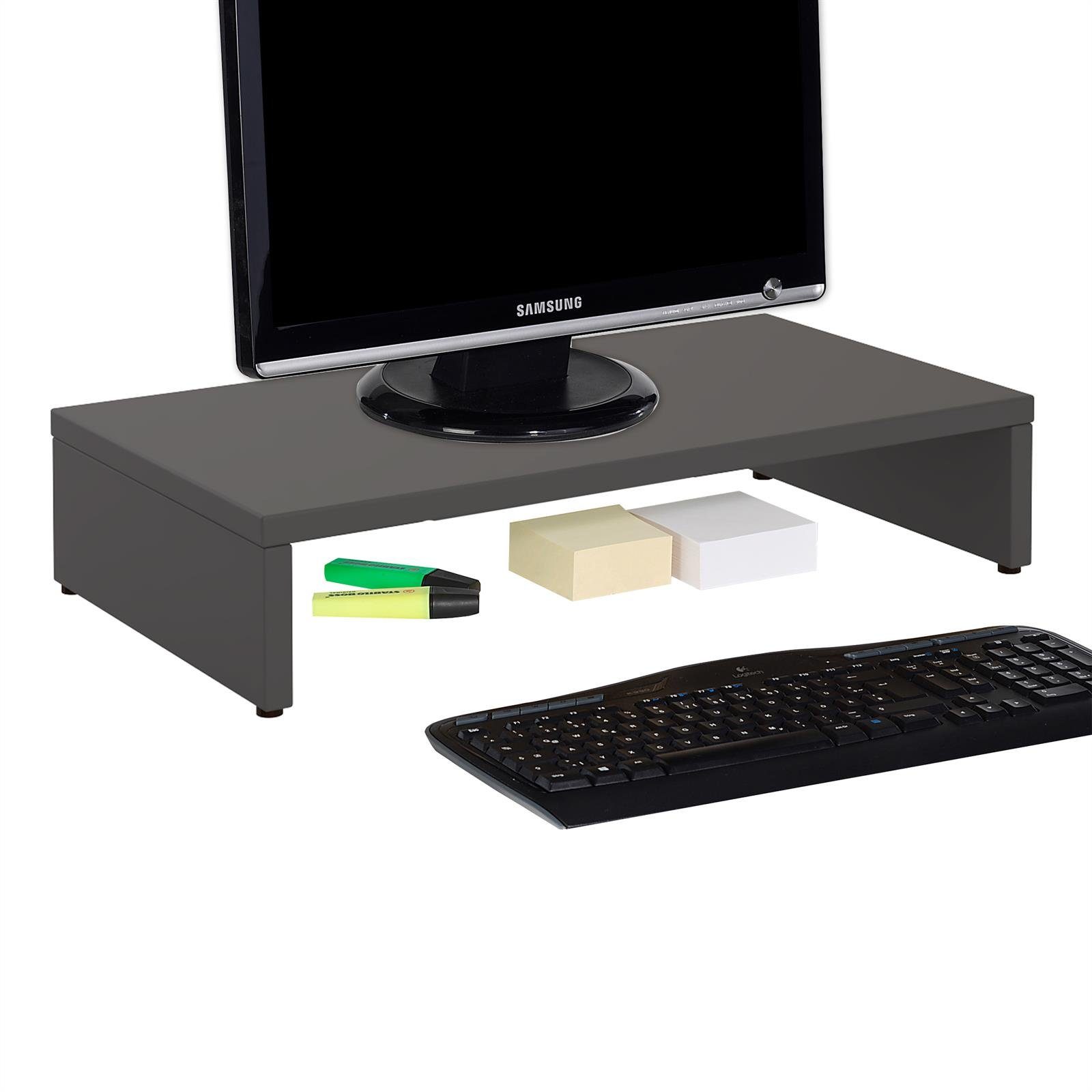 CARO-Möbel breit grau Bildschirmerhöhung Schreibtischaufsatz in Schreibtischaufs Monitorständer MONITOR, 50 cm