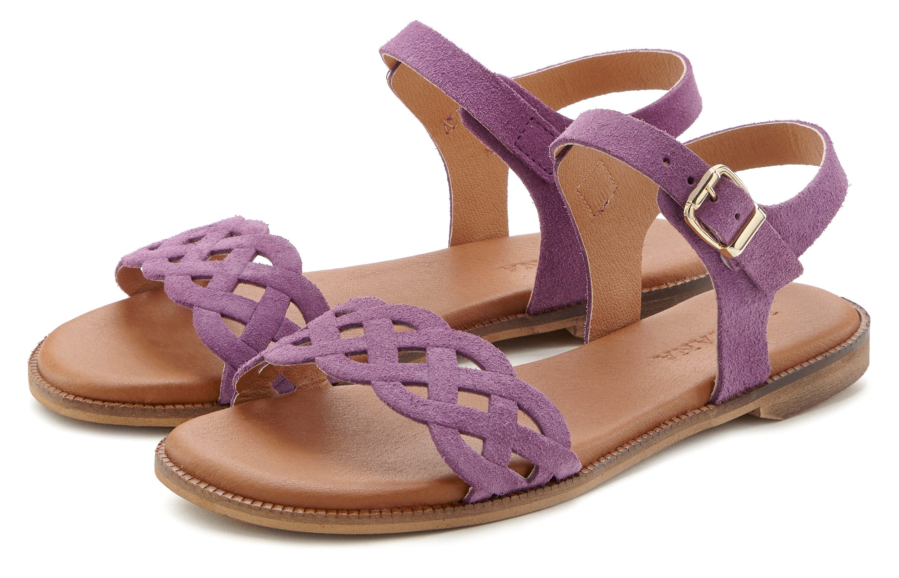 LASCANA Sommerschuh Sandale Sandalette, Sommerschuh aus Leder mit Cut-Outs günstig online kaufen