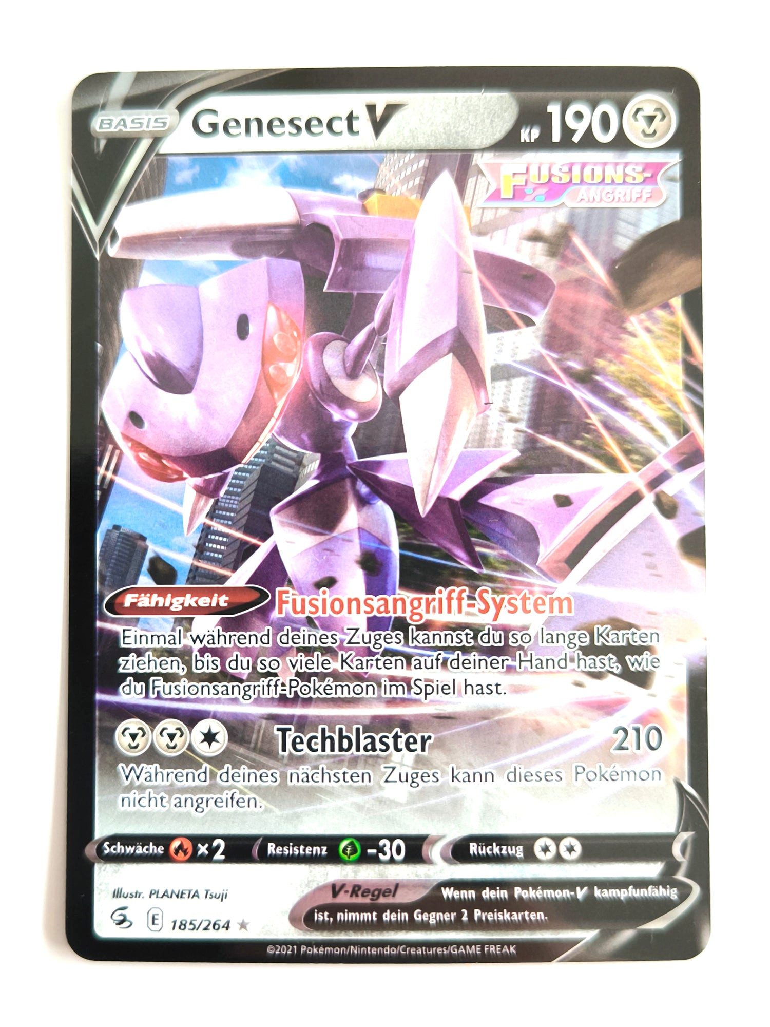 The Pokémon Company International Sammelkarte Pokemon Karte Genesect V Full-Art Ultra Rare 185/264