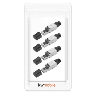 kwmobile 4x CAT 6A RJ45 Netzwerkstecker - geschirmt - werkzeuglos Netzwerk-Adapter, 5,80 cm