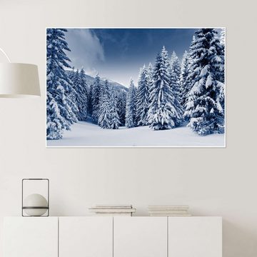 Posterlounge Poster Editors Choice, Winterlandschaft mit schneebedeckten Bäumen, Fotografie