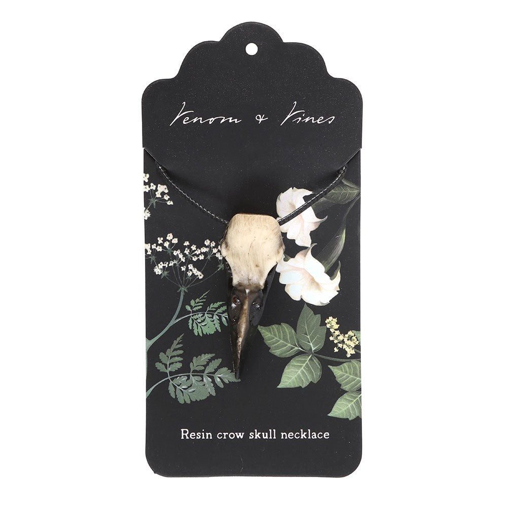 Dark-Desires Kette und Anhänger Set Düsterer Gothic Halsschmuck Halskette "Dark Raven" Rabenkette, Detailreicher Harz-Krähenschädel im Gothic-Design