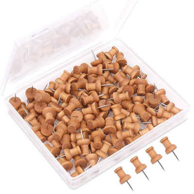 H&S Magnet Holz Stecknadeln für Kork- oder Pinnwand - 100 Stück, ohne Plastik, Wooden Push Pins for Cork or Bulletin Board - 100 pcs, plastic-free