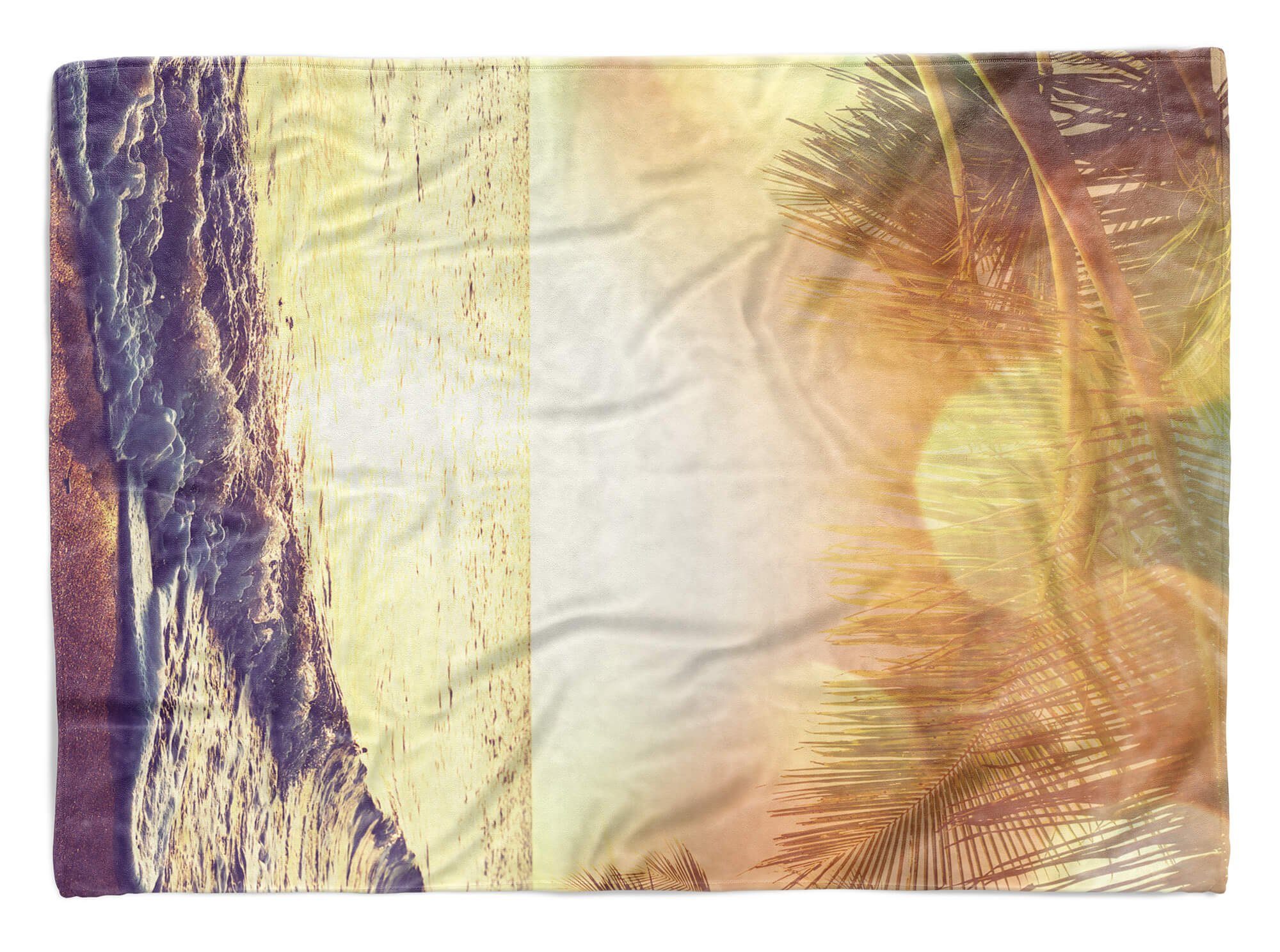 Handtücher Fotomotiv Sonnenschein Saunatuch mit Strandhandtuch Kuscheldecke Palme, Baumwolle-Polyester-Mix Art (1-St), Sinus Handtuch Handtuch