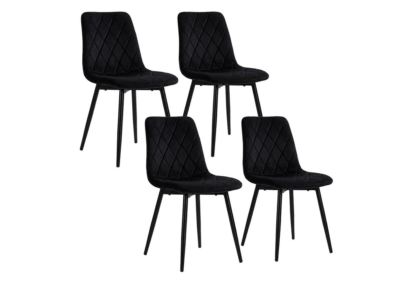 relaxdays Esszimmerstuhl Samt Esszimmerstuhl Set (4 St), schwarz, 4er-Pack