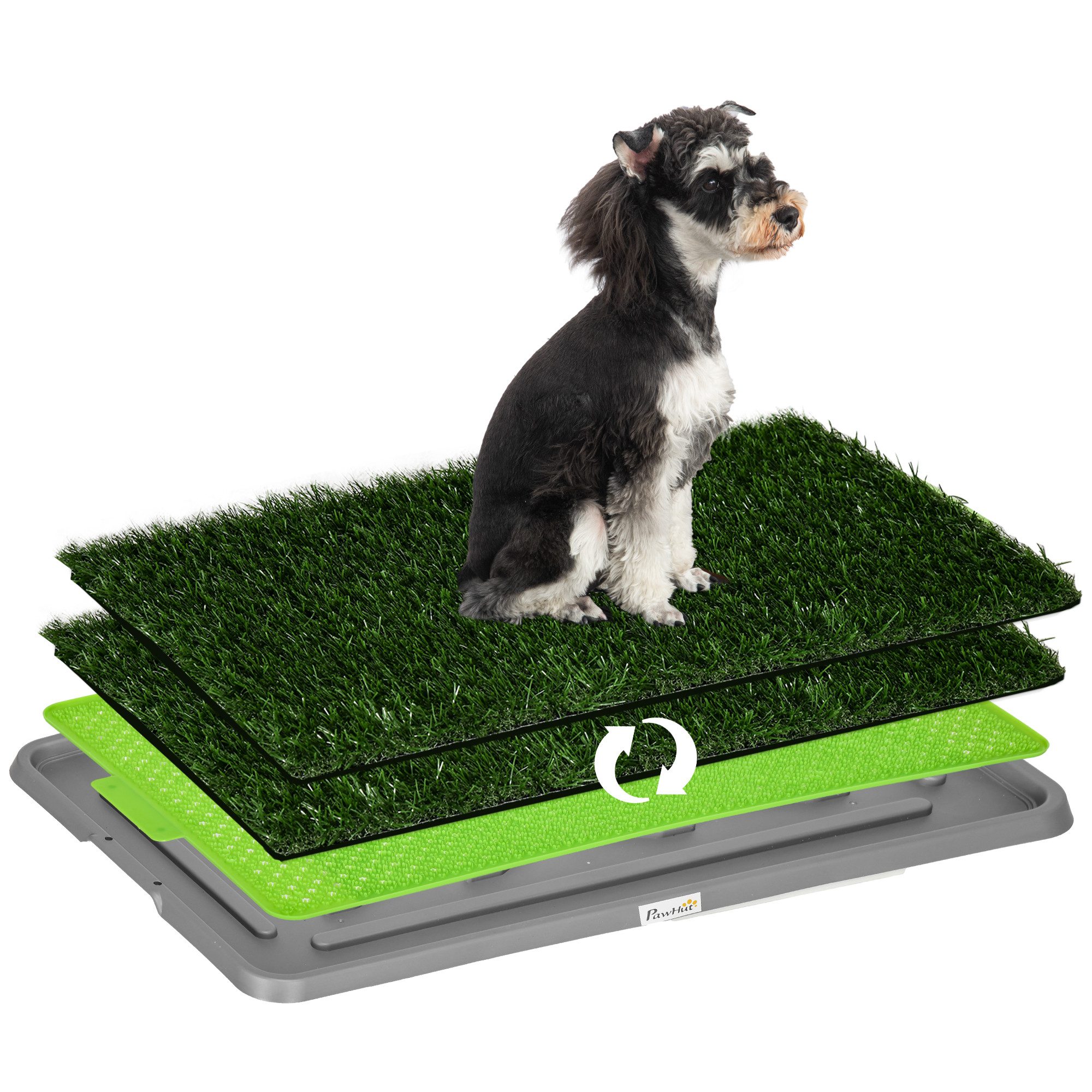 PawHut Hundetoilette Kunstgras mit Tablett für Töpfchentraining, drinnen und draußen, für Hunde, Grün