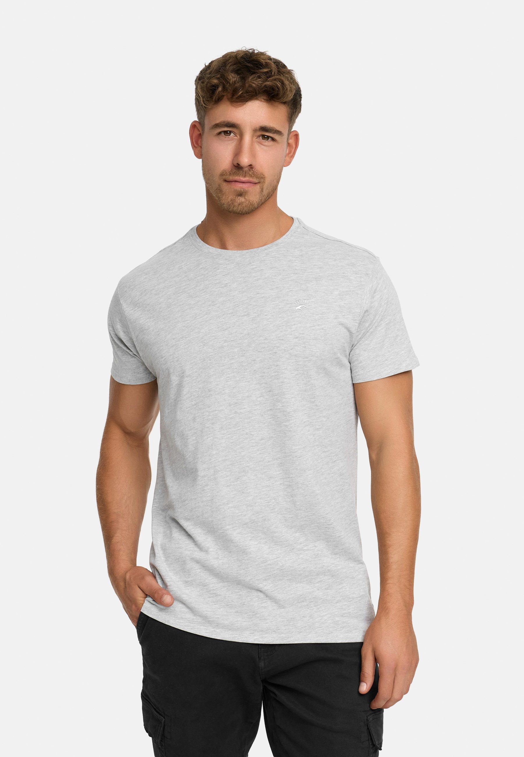 Indicode T-Shirt Herren Kloge Shirt Tee Herrenshirt mit dezentem Label-Deta günstig online kaufen