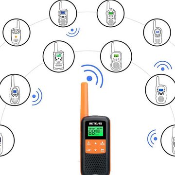 Retevis Walkie Talkie RT649 4er Set,Wasserdicht,PMR446 Lizenzfrei,16 Kanäle VOX,Taschenlampe