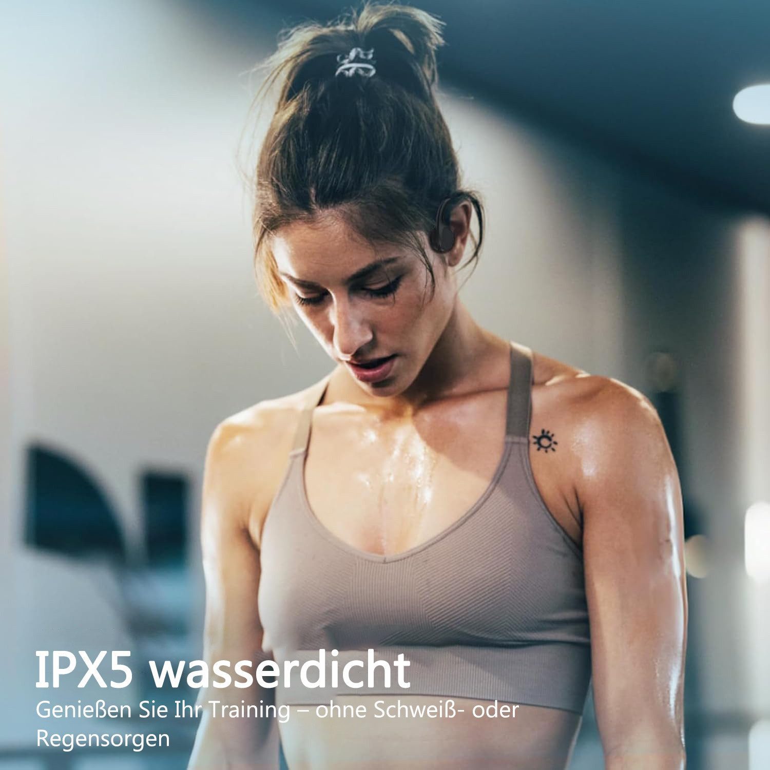 Forrlite Open Ear Kopfhörer, Knochenleitungs-Kopfhörer, Bluetooth 5.3 Sport-Kopfhörer (8 Std Laufzeit, IPX5 Wasserdichte Kabellose Sport Bluetooth Kopfhörer, Reduzierung des Anrufrauschens und Intelligente Bassoptimierung, für Laufen, Radfahren, Büro und Langzeitgebrauc)