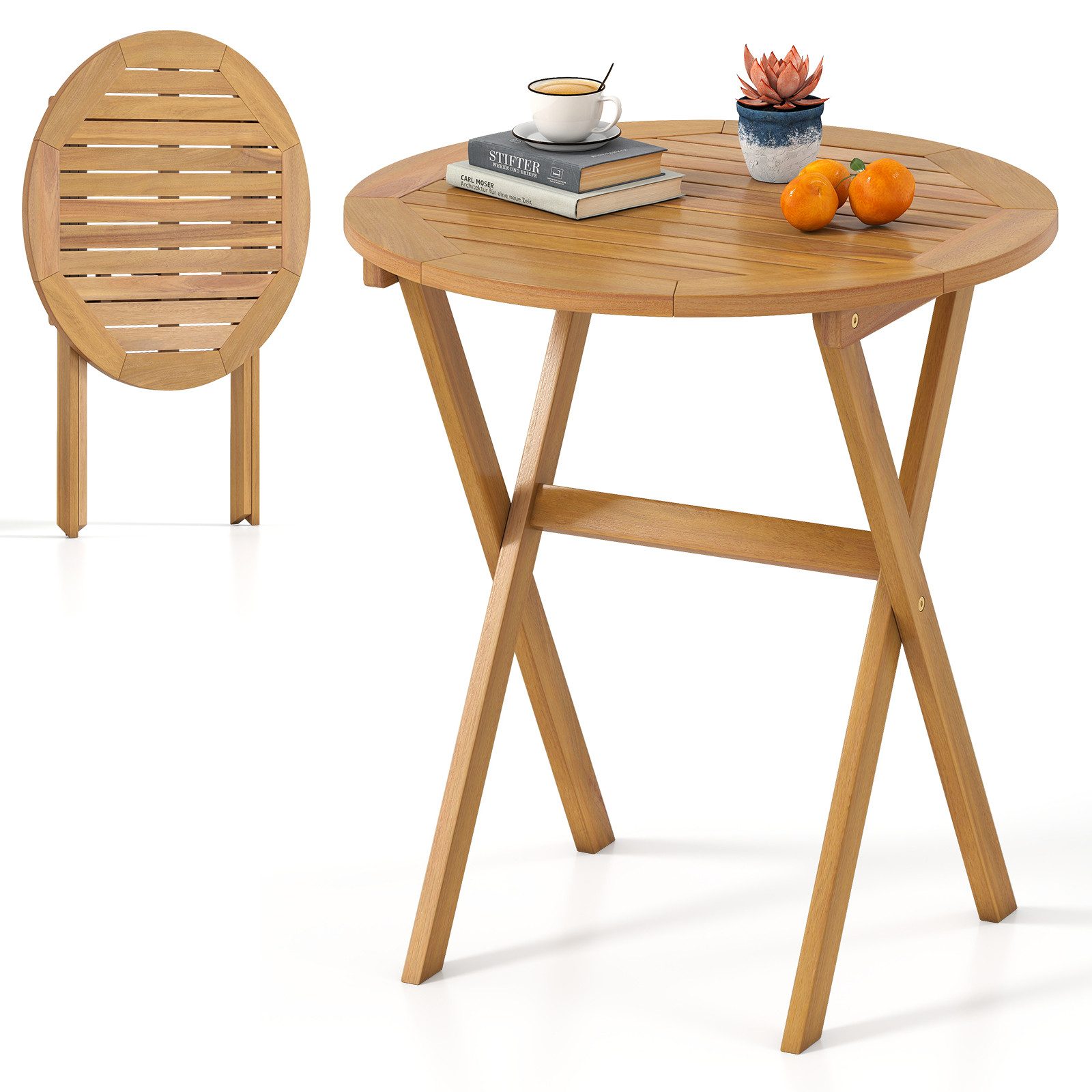 COSTWAY Gartentisch, Klapptisch balkon, Esstisch mit stihlen, Balkontisch