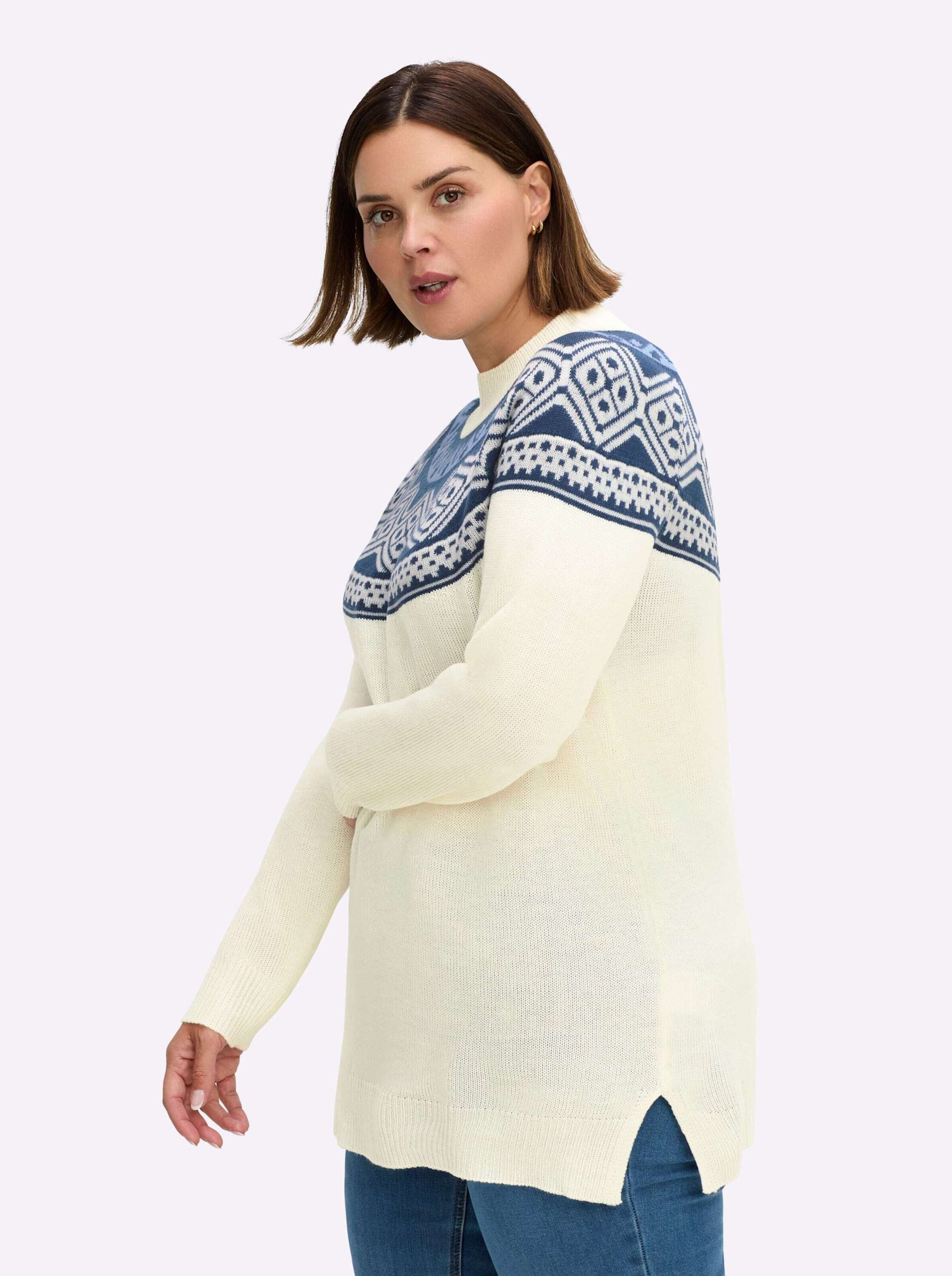 Sieh an! Strickpullover Longpullover Langarm Jacquard, Jersey