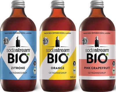 SodaStream Getränke-Sirup »BIO-Sirup« Zitrone, Orange, Pink Grapefruit, 0,5 l, 3 Stück, CitrusMix,Flasche3,5 LFertiggetränk,500mlZitrone/Orange/PinkGrapefruit