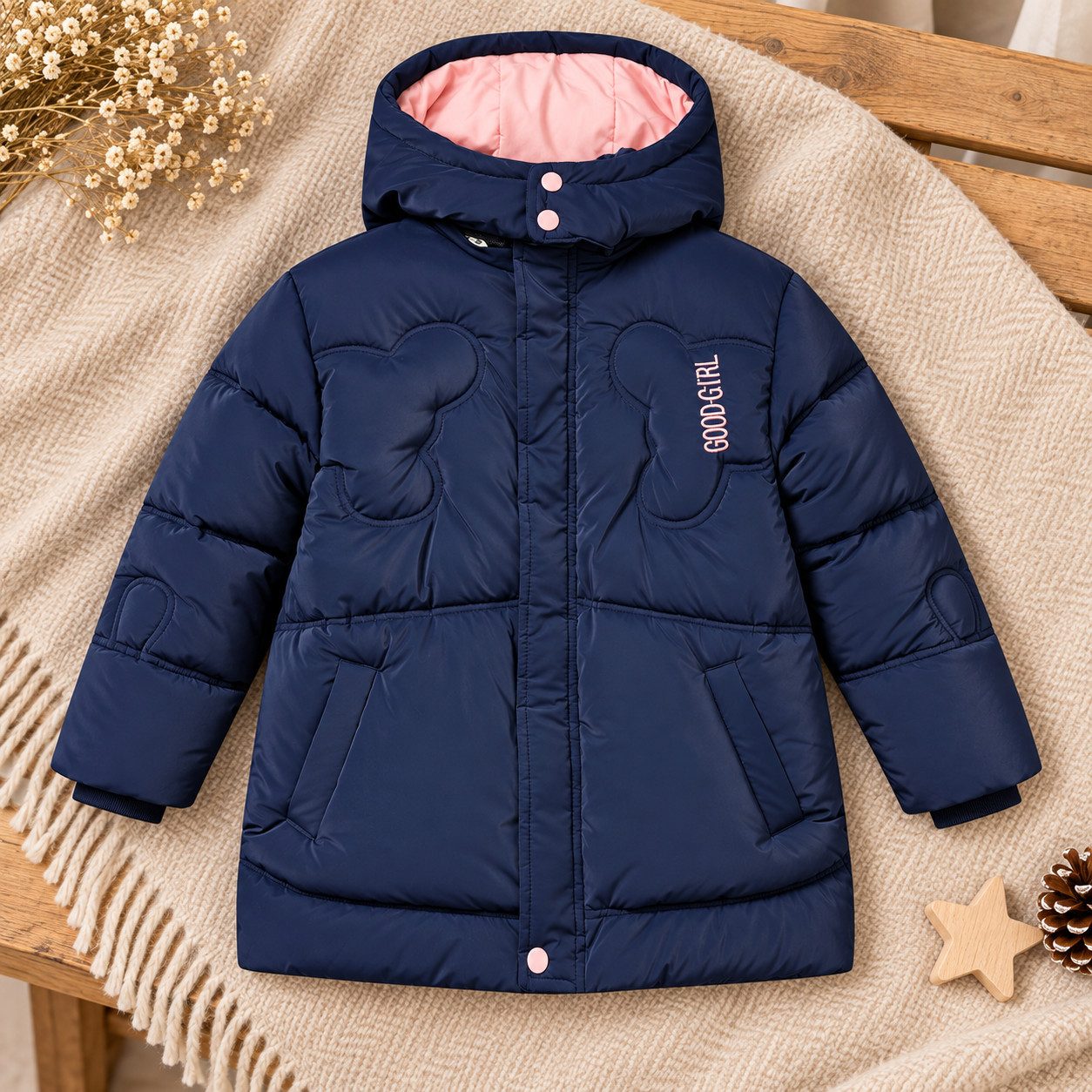GLO-STORY Winterjacke Glo-Story Kinder Mädchen Winterjacke Jacke mit Kapuze Gr. 104 bis 158 – Bild 5 von 5