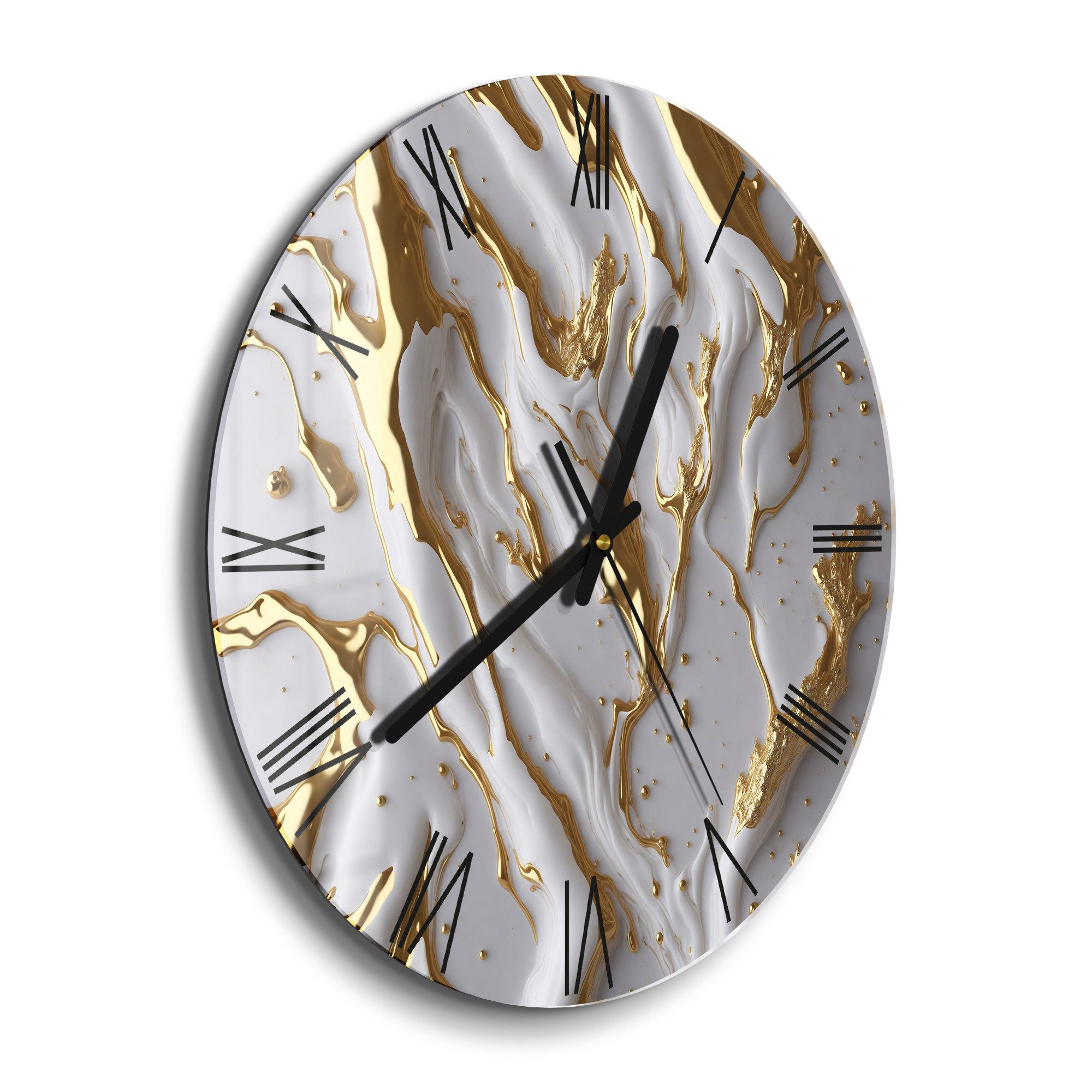 DEQORI Wanduhr 'Goldene Fließkraft' (Glas Glasuhr günstig online kaufen