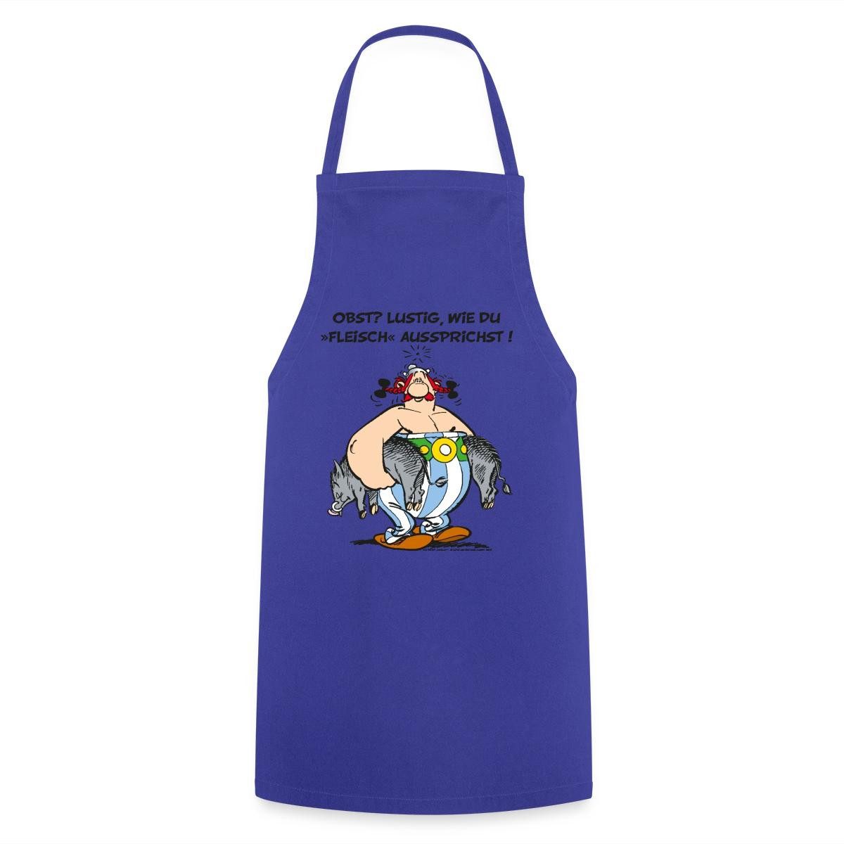 Spreadshirt Kochschürze Asterix und Obelix Obst Fleisch Spruch Kochschürze, (1-tlg)