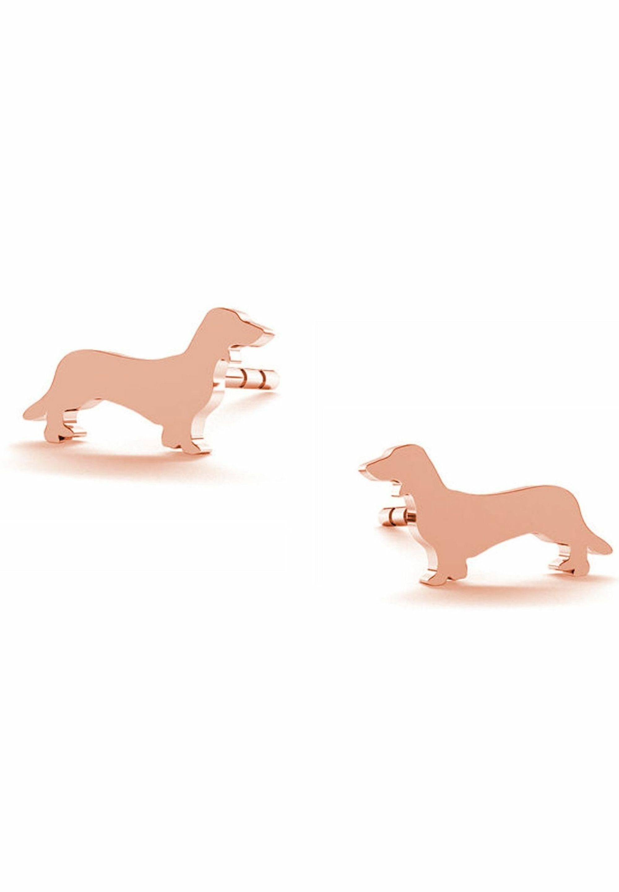 Ohrhänger DACKEL rose gold Gemshine Hund, DACHSHUND, Paar Haustier coloured