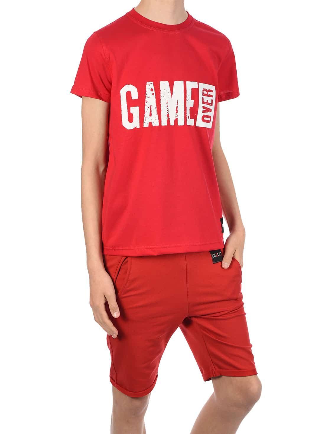 BEZLIT T-Shirt & Shorts Jungen Sommer Set (1-tlg) mit elastischem Bund Rot / Rot