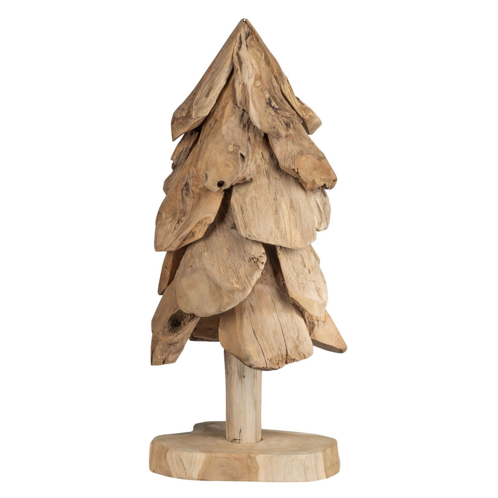 formano Dekofigur Holz Weihnachtsbaum aus Teak-Holz auf Sockel, 60 cm Weihnachtsdeko