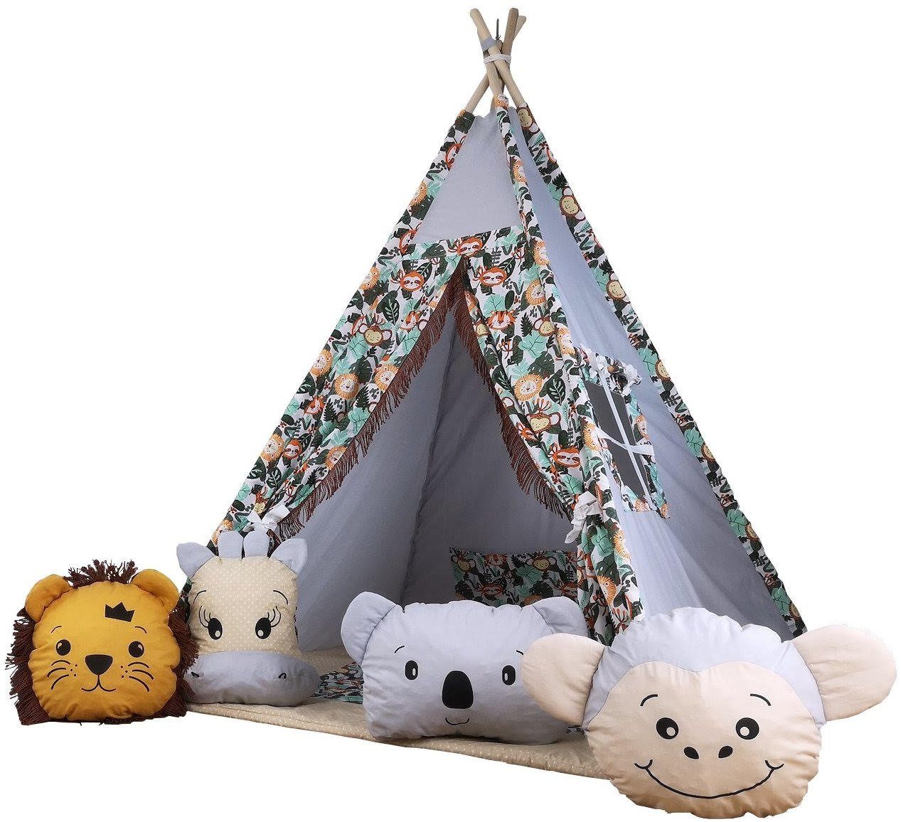 Pamek Tipi-Zelt Kinder Tipi Spielzelt, Teepee, Zelt, Tipizelt, Spielset für Kinder SET, Personen: 2 (7 tlg), Sehr angenehmes Material