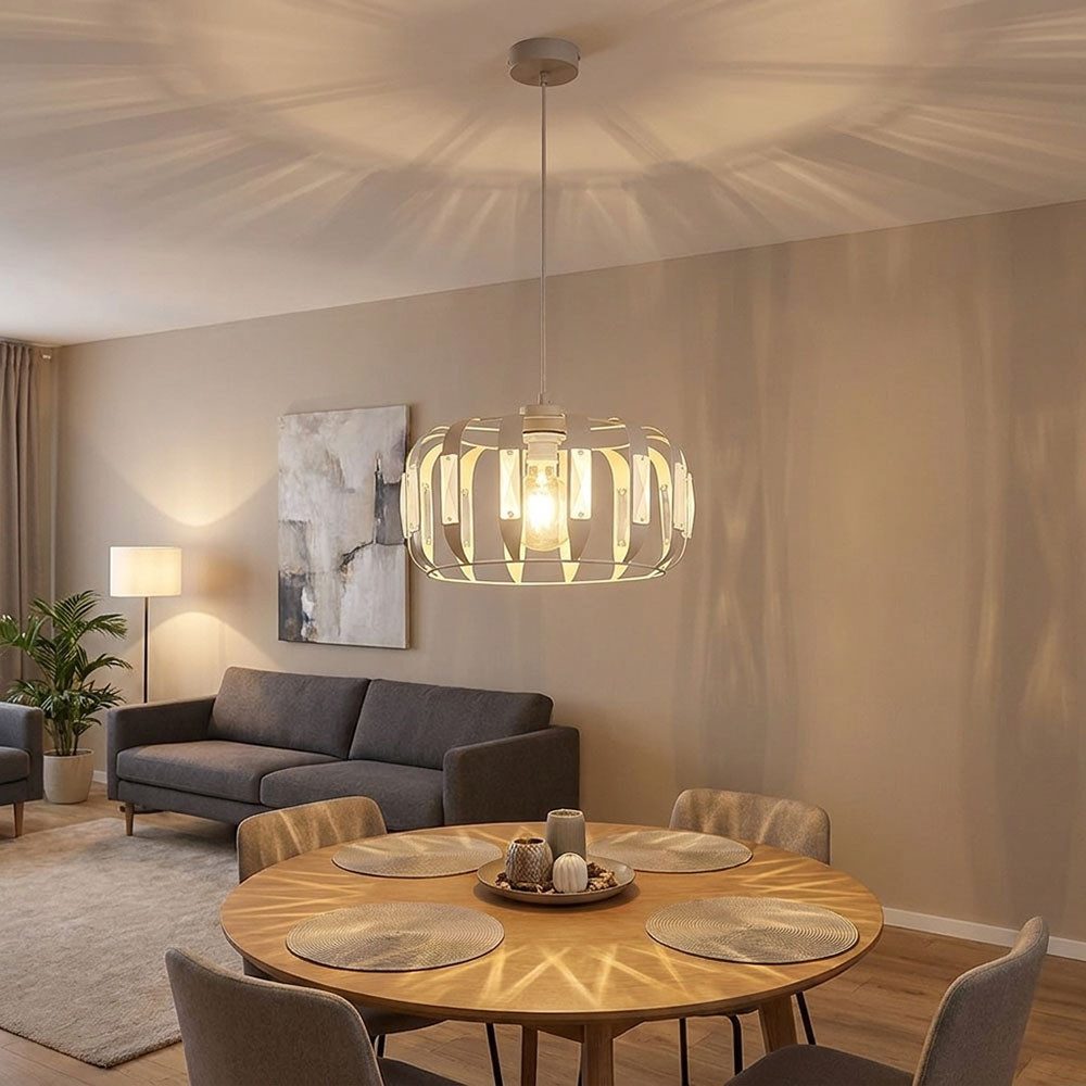 GLOBO LIGHTING LED Pendelleuchte, Leuchtmittel inklusive, Warmweiß, LED Pendelleuchte Hängelampe Esszimmer höhenverstellbar weiß H 120 cm