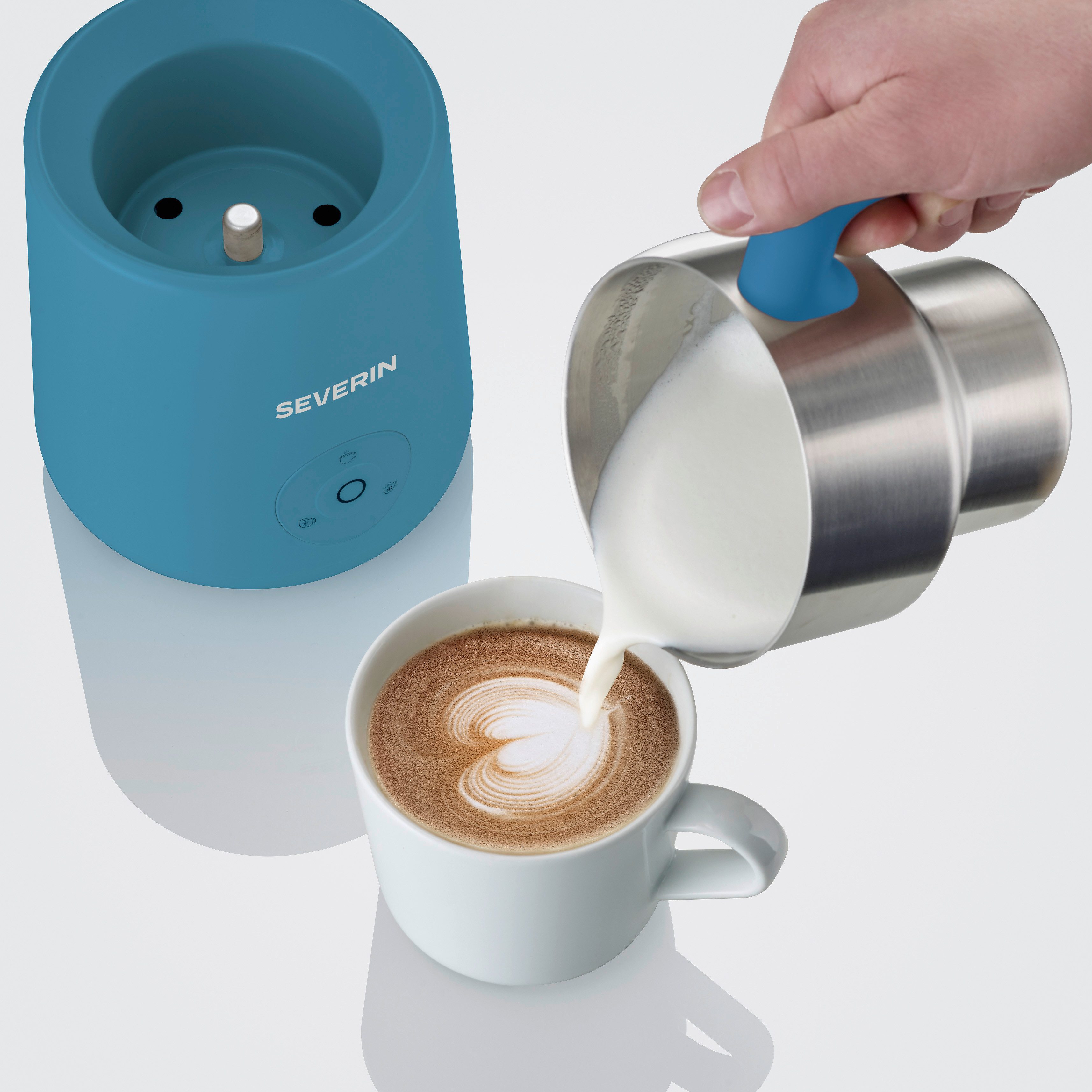 Severin Milchaufschäumer SPUMA LITE SM 3596, 500 W, kaltes & warmes Aufschäumen, Schoko-Funktion, auch vegane Milch, blau