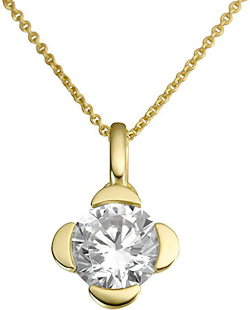 Kettenanhänger Schmuck Geschenk Gold 333 Halsschmuck Anhänger Solitär Blume
