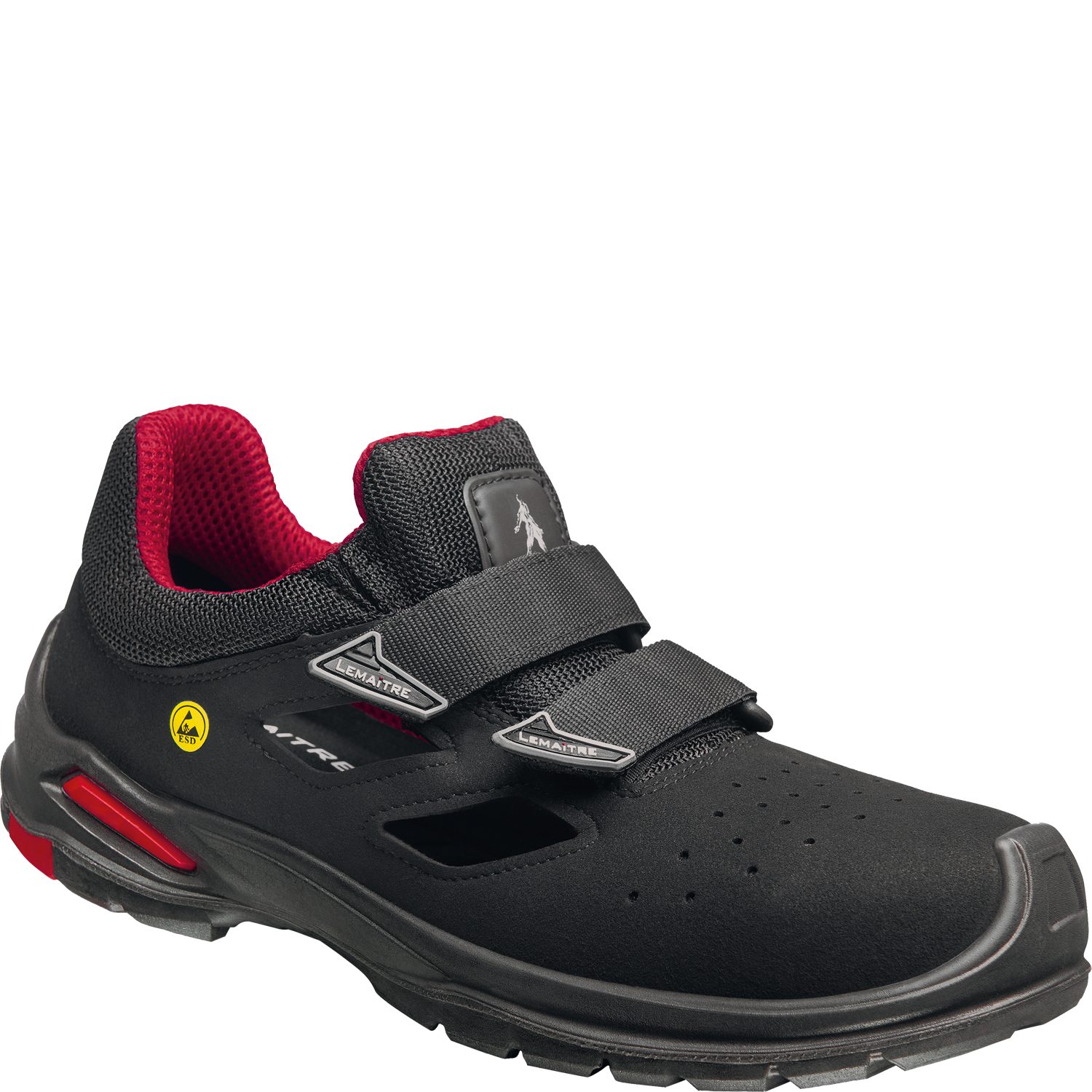 LEMAITRE Riley Fresh S1P ESD XXL schwarz/rot Arbeitsschuh ESD-fähig