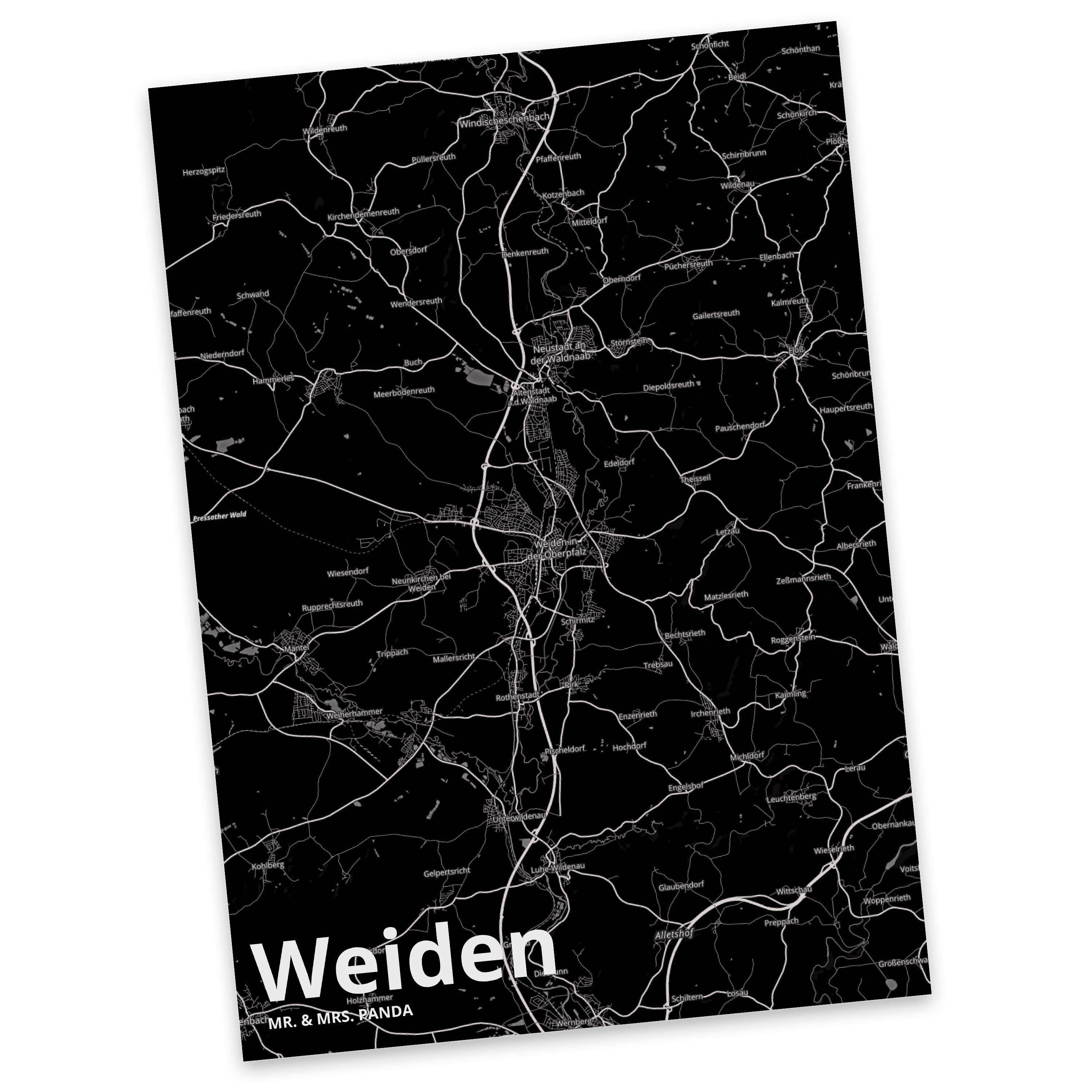 Mr. & Mrs. Panda Postkarte Weiden - Geschenk, Geburtstagskarte, Dorf, Stadt, Ansichtskarte, Städ