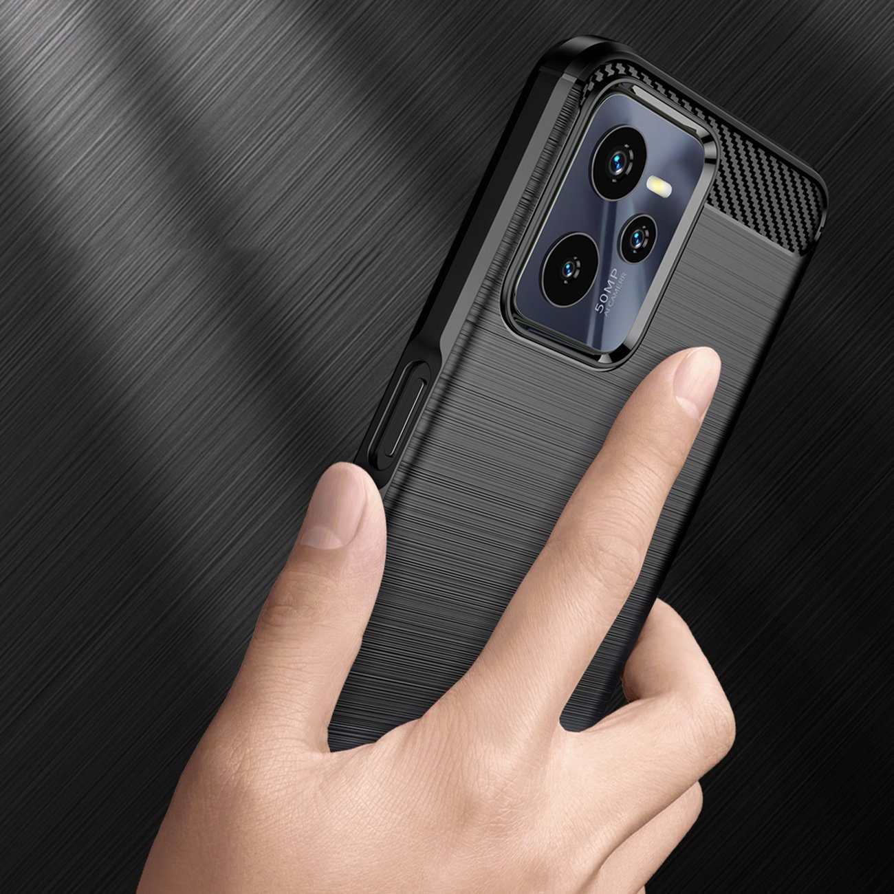cofi1453 Handyhülle Silikon Hülle kompatibel mit Realme C35 Schwarz 6,6 Zoll, Case Cover Schutzhülle Bumper